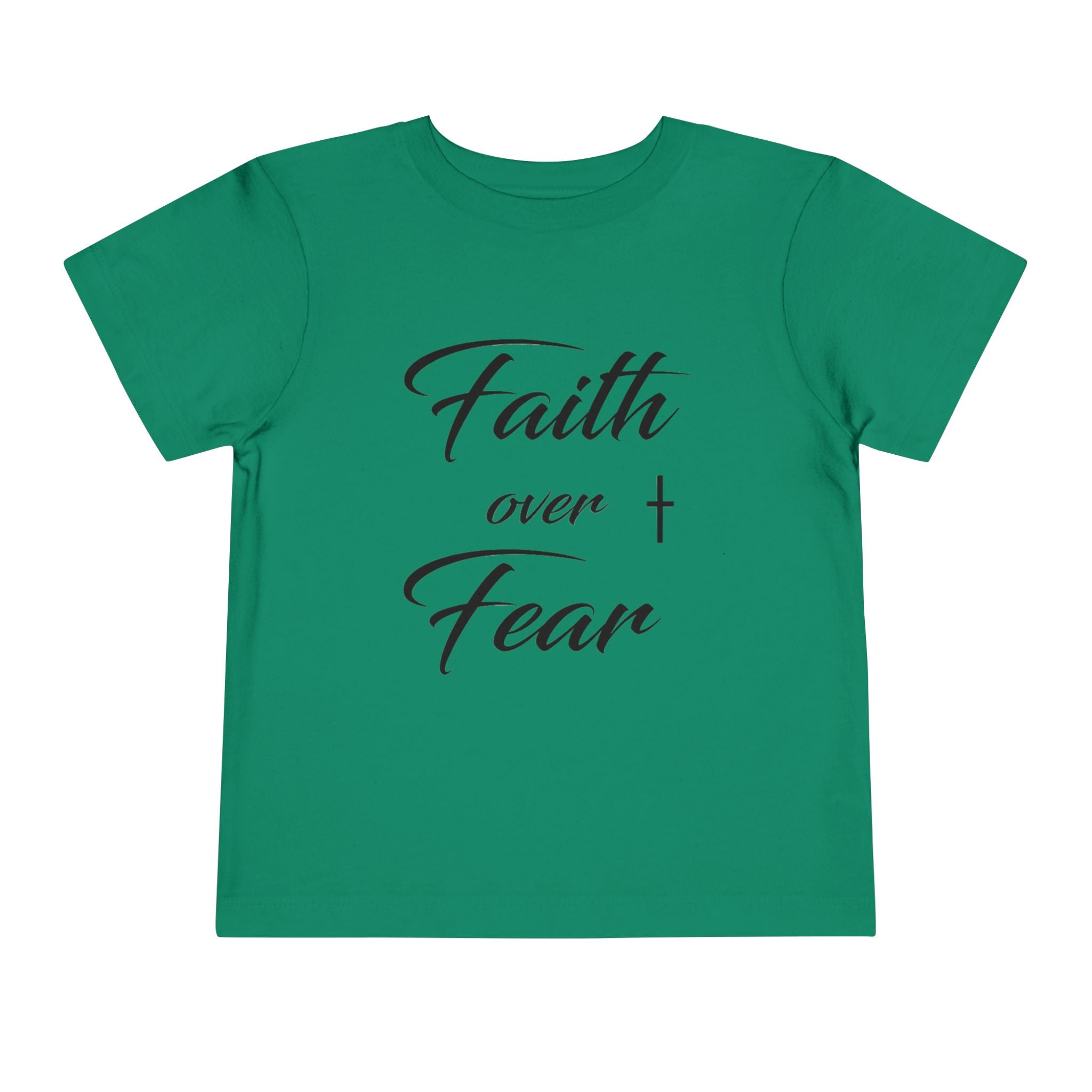 Toddler Christian T-Shirt “Faith Over Fear” – Inspirational Faith-Based Tee for Boys & Girls
