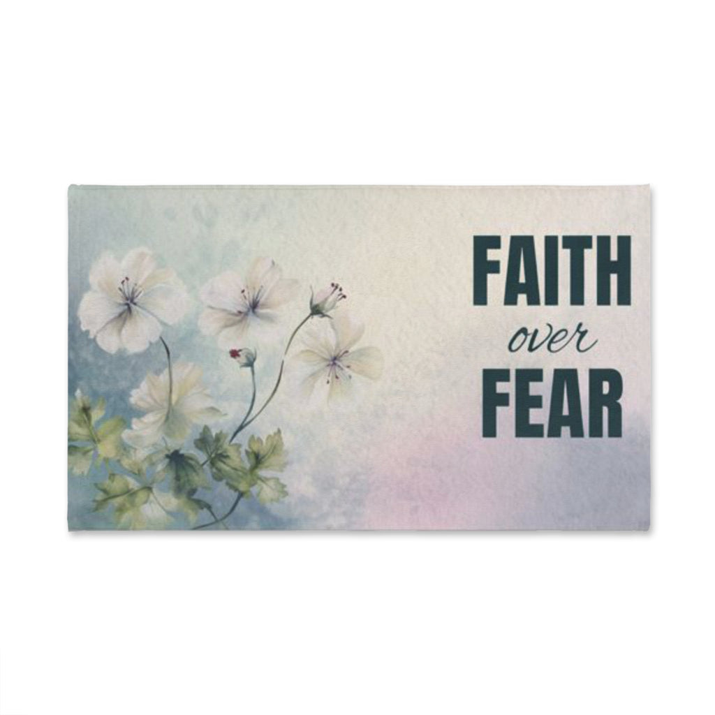 Faith Over Fear Kitchen Hand Towel | Christian Kitchen Decor | Inspirational Scripture Dish Towel | Faith-Based Home Gift