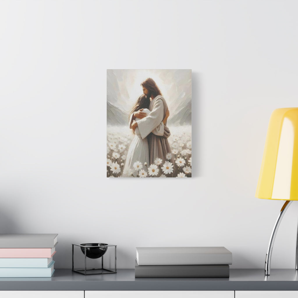Jesus Embrace Canvas Wall Art – Christian Faith Artwork of Christ’s Love | Inspirational Christian Home Décor