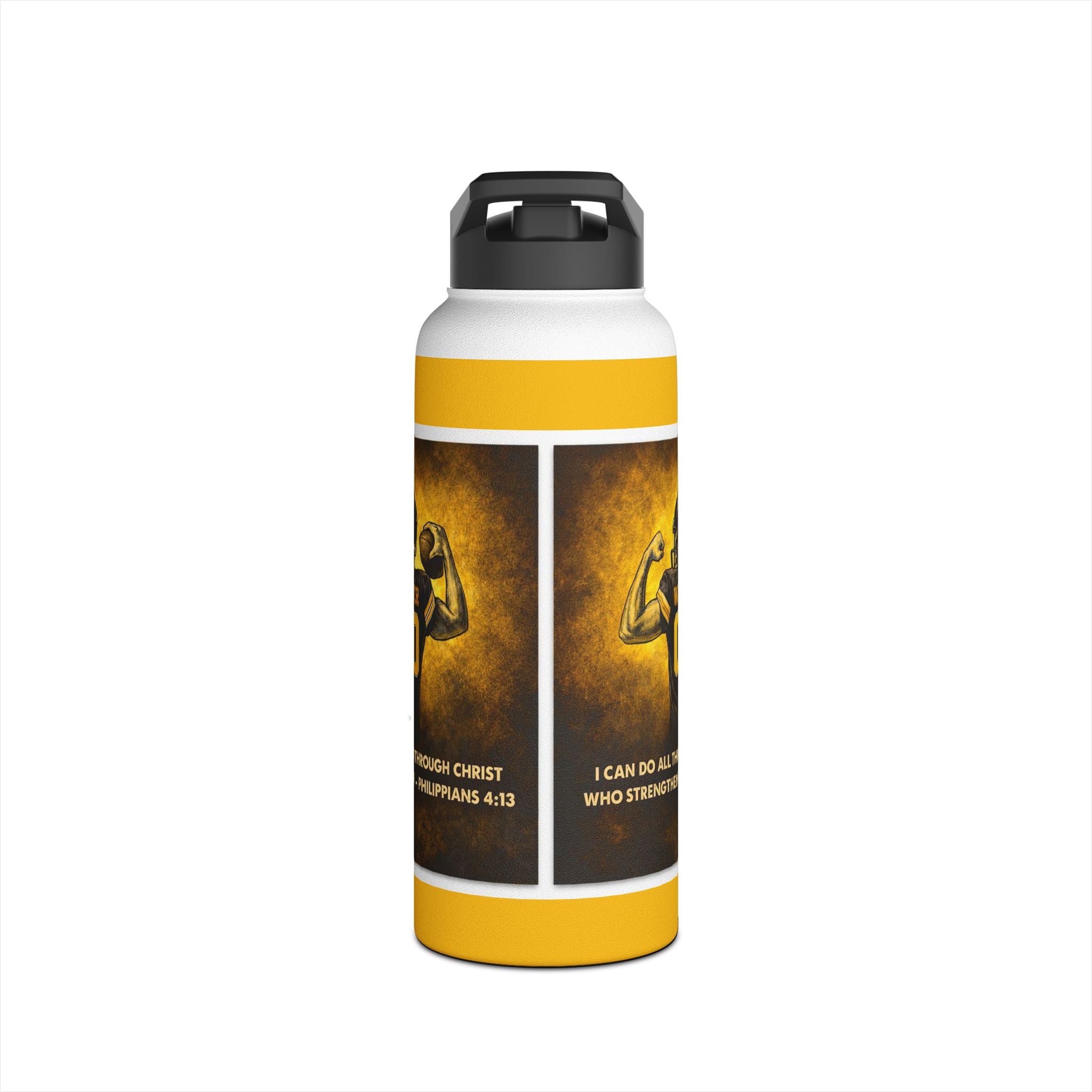 Inspirational Christian Water Bottle – “I Can Do All Things” Philippians 4:13 – Faith Motivational Sports Bottle