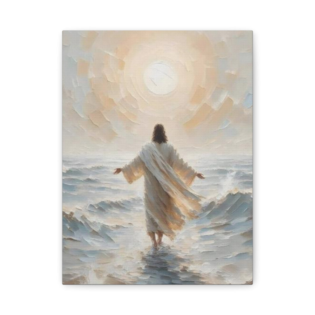 Jesus Walking on Water Canvas Wall Art – Christian Faith Ocean Artwork | Inspirational Christian Home Décor