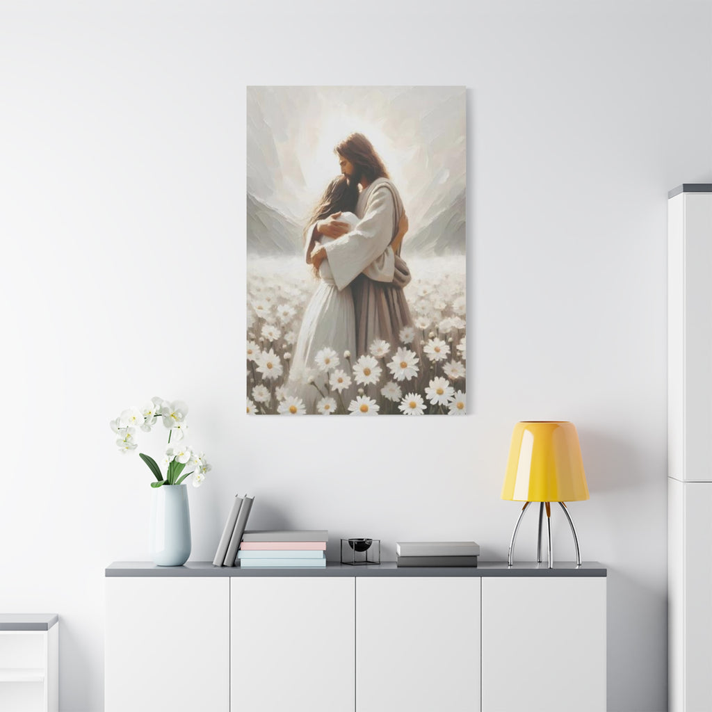 Jesus Embrace Canvas Wall Art – Christian Faith Artwork of Christ’s Love | Inspirational Christian Home Décor