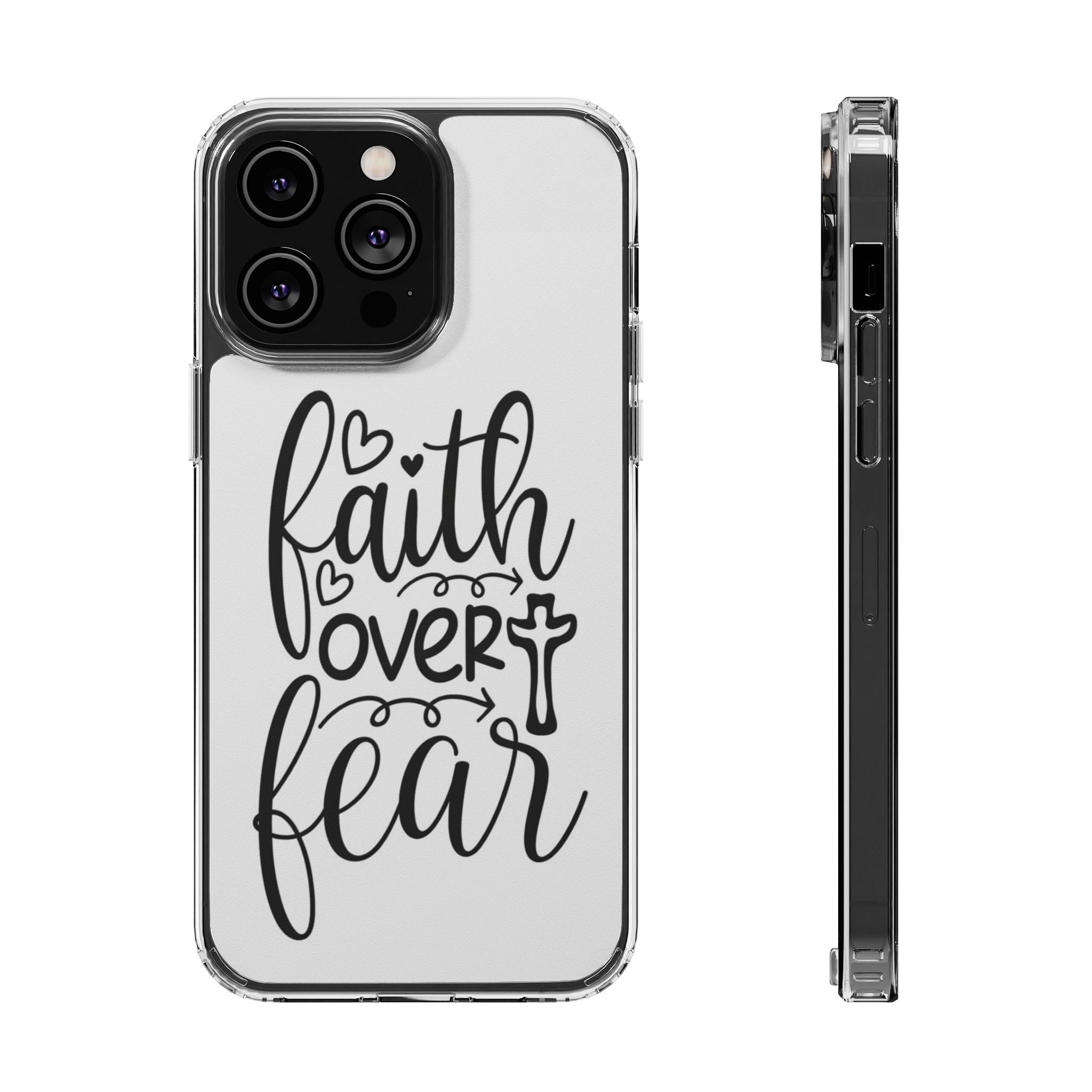 Faith Over Fear Christian Phone Case – Inspirational Scripture iPhone Case, Clear Faith-Based Protective Cover