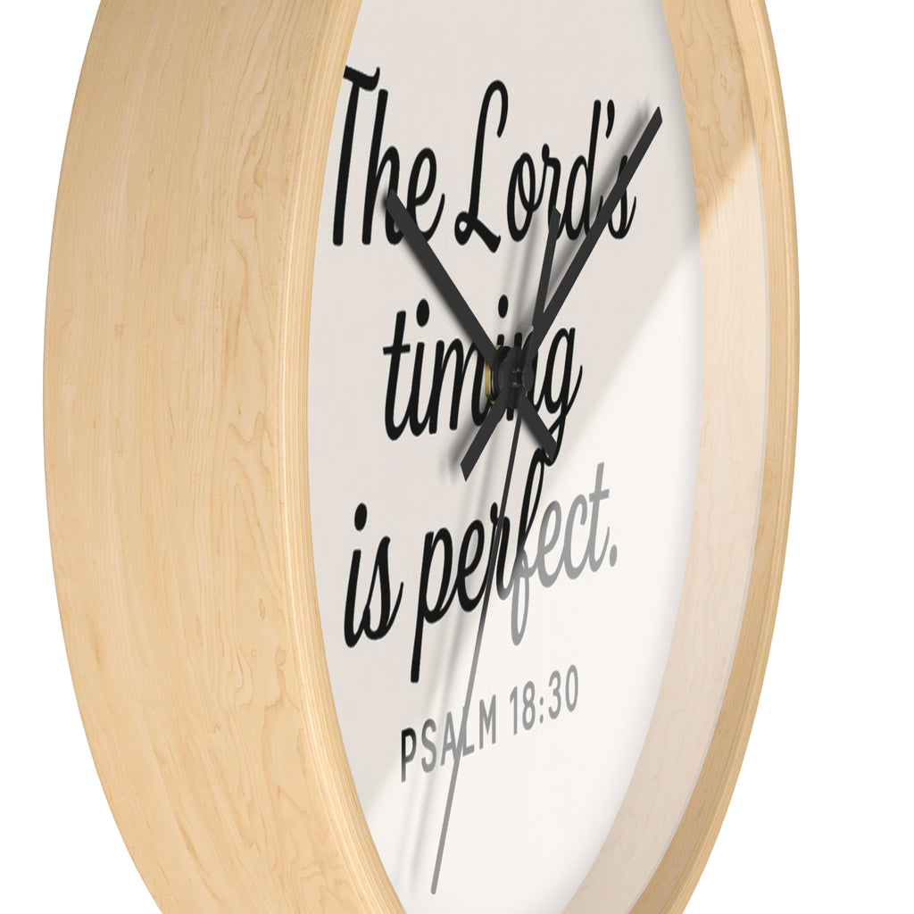 “The Lord’s Timing Is Perfect” Christian Wall Clock – Psalm 18:30 Faith-Inspired Home Décor | Faith & Home Co.