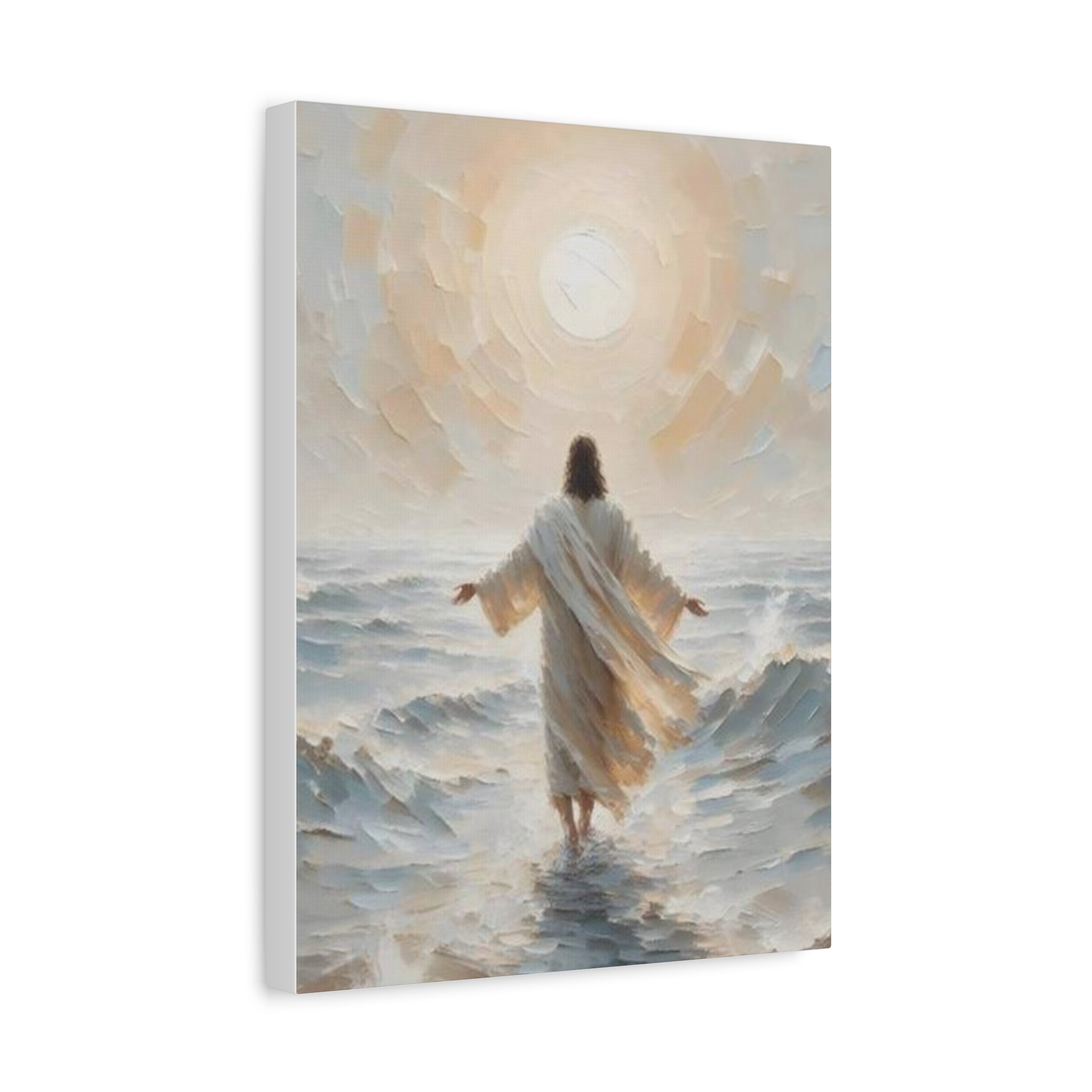 Jesus Walking on Water Canvas Wall Art – Christian Faith Ocean Artwork | Inspirational Christian Home Décor
