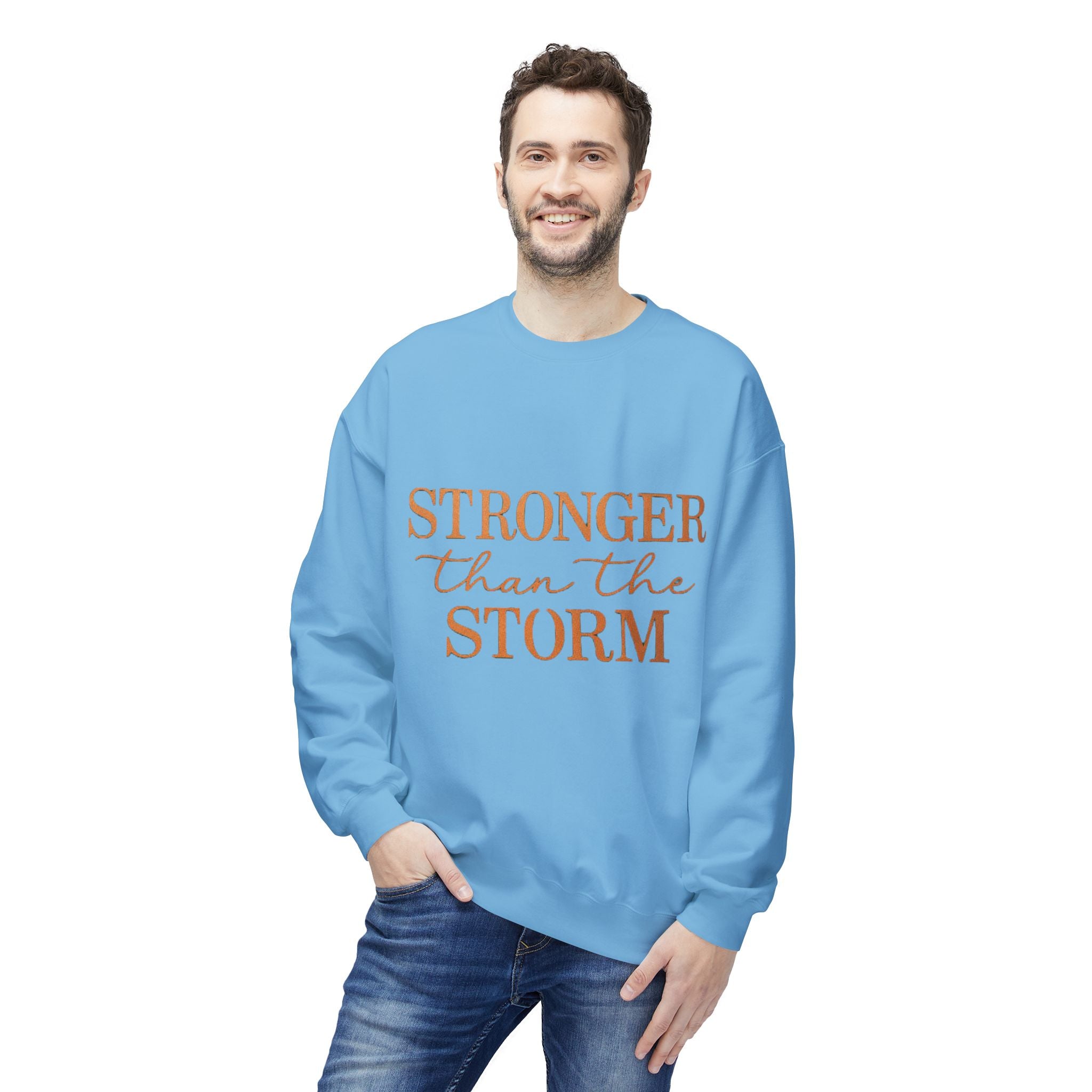 Stronger Than the Storm Sweatshirt – Inspirational Christian Crewneck | Cozy Faith-Based Encouragement Pullover