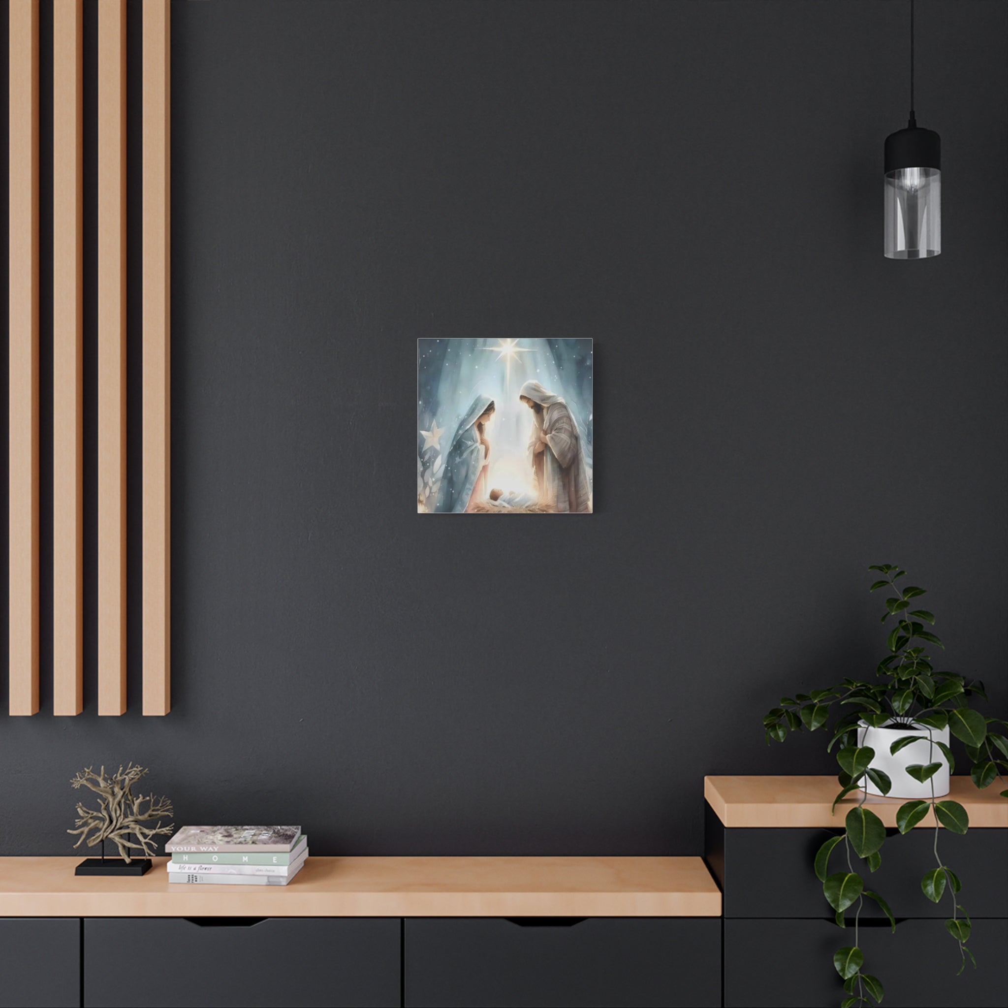 Holy Family Nativity Canvas Wall Art – Mary and Joseph Christian Christmas Artwork, Faith-Inspired Home Décor