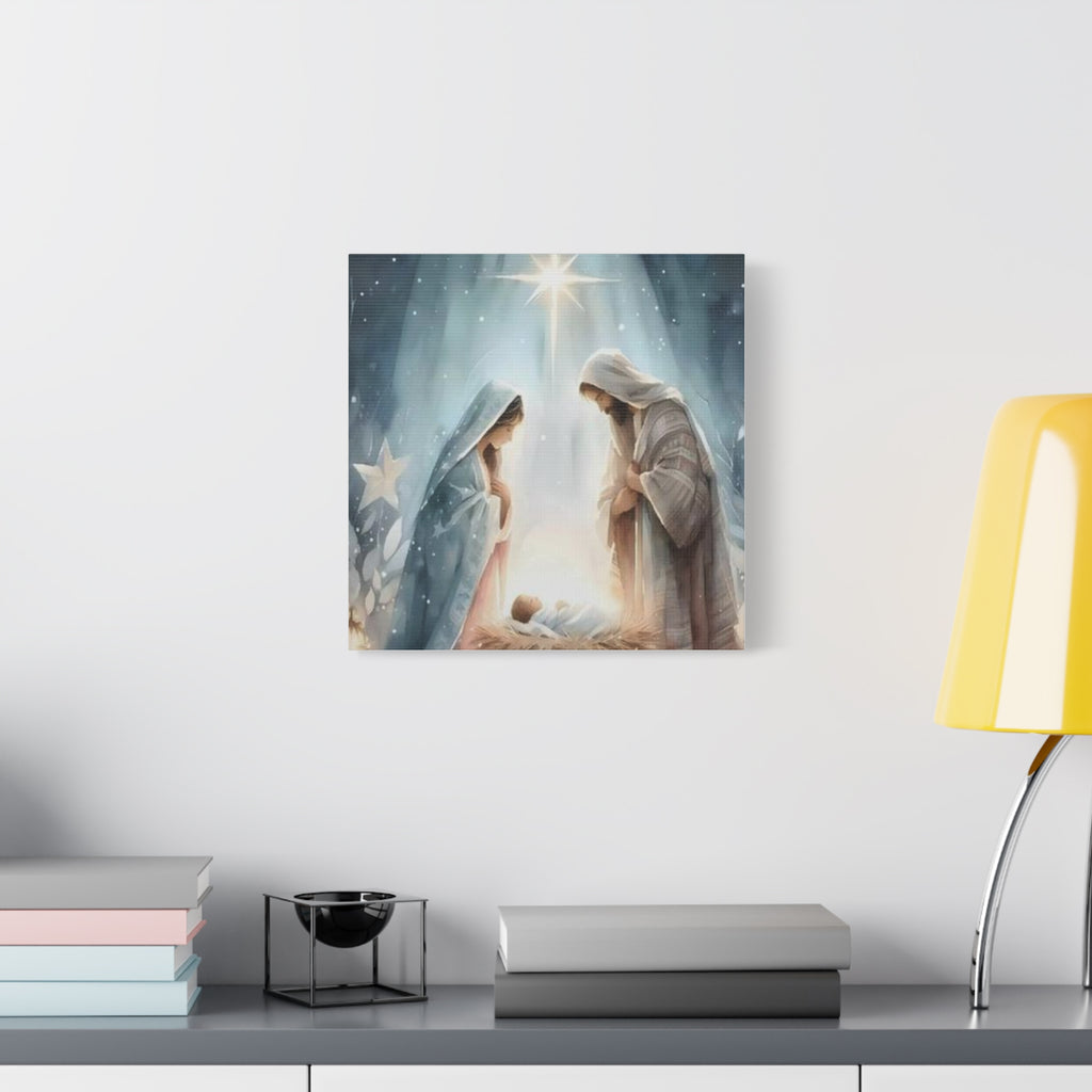 Holy Family Nativity Canvas Wall Art – Mary and Joseph Christian Christmas Artwork, Faith-Inspired Home Décor