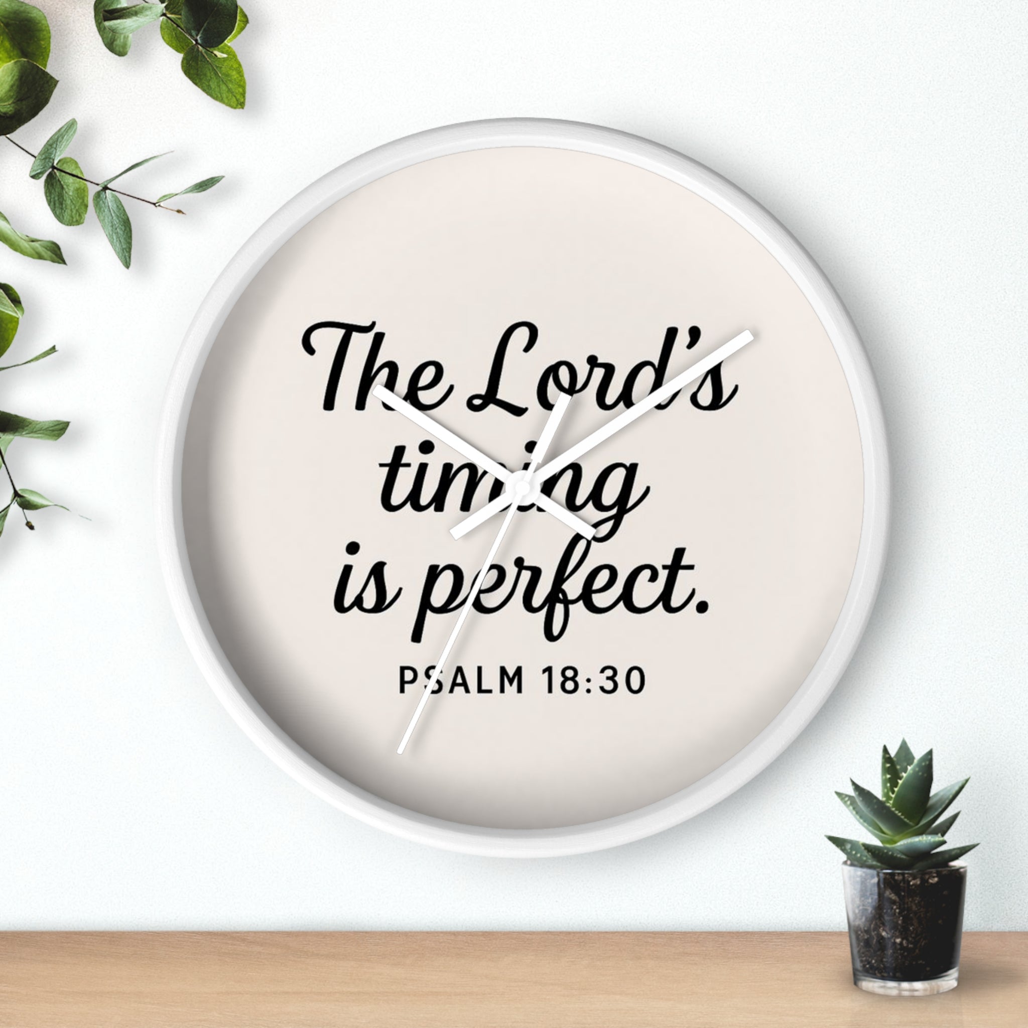 “The Lord’s Timing Is Perfect” Christian Wall Clock – Psalm 18:30 Faith-Inspired Home Décor | Faith & Home Co.