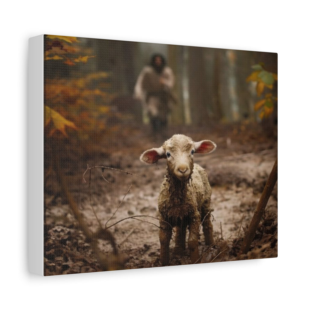 The Lost Lamb Canvas Wall Art | Faith-Inspired Christian Home Décor | Shepherd & Lamb Biblical Artwork