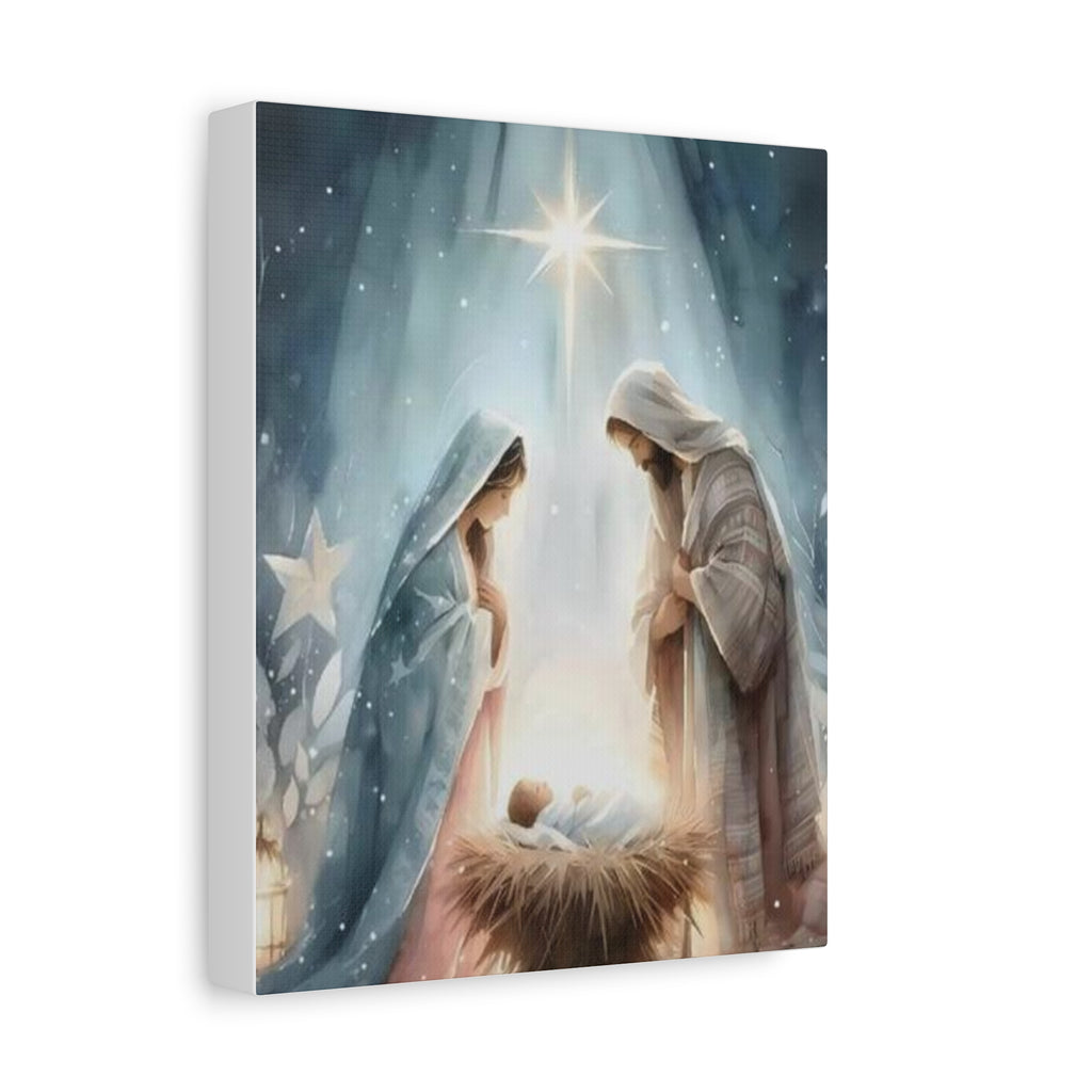 Holy Family Nativity Canvas Wall Art – Mary and Joseph Christian Christmas Artwork, Faith-Inspired Home Décor