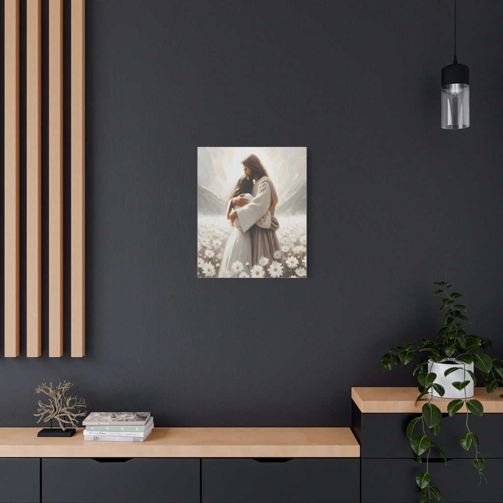 Jesus Embrace Canvas Wall Art – Christian Faith Artwork of Christ’s Love | Inspirational Christian Home Décor