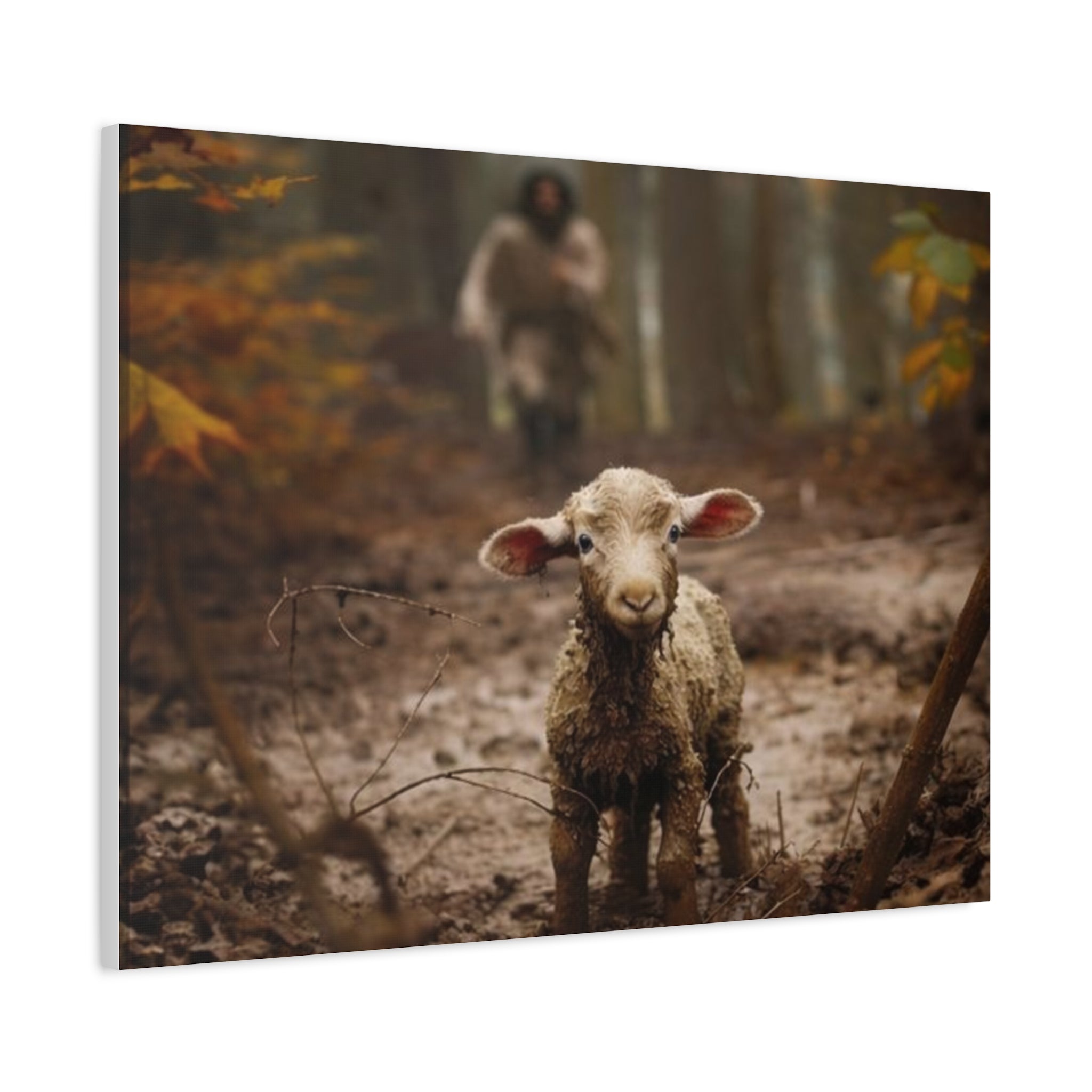 The Lost Lamb Canvas Wall Art | Faith-Inspired Christian Home Décor | Shepherd & Lamb Biblical Artwork