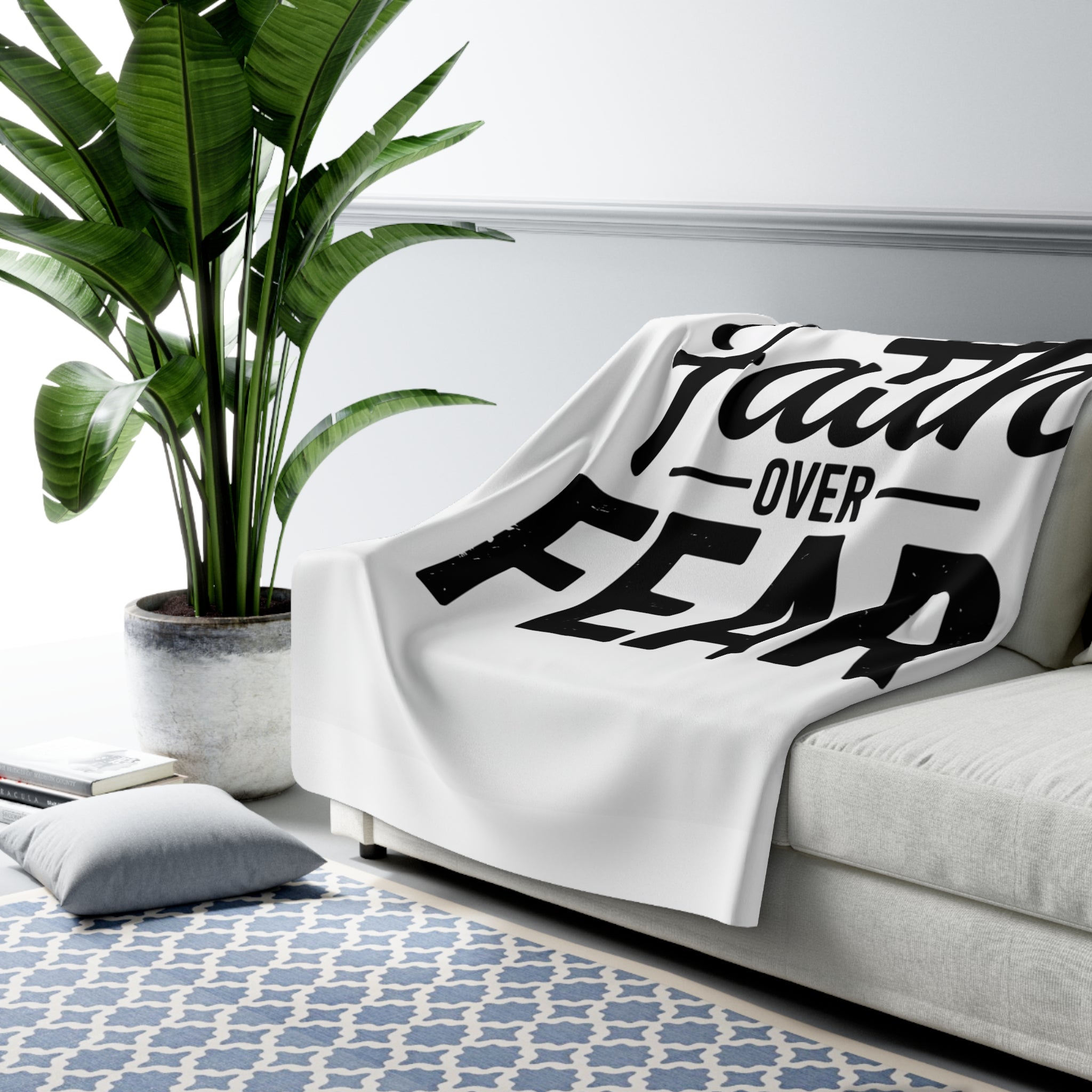 Faith Over Fear Christian Sherpa Blanket – Cozy Inspirational Throw | Faith & Home Co.
