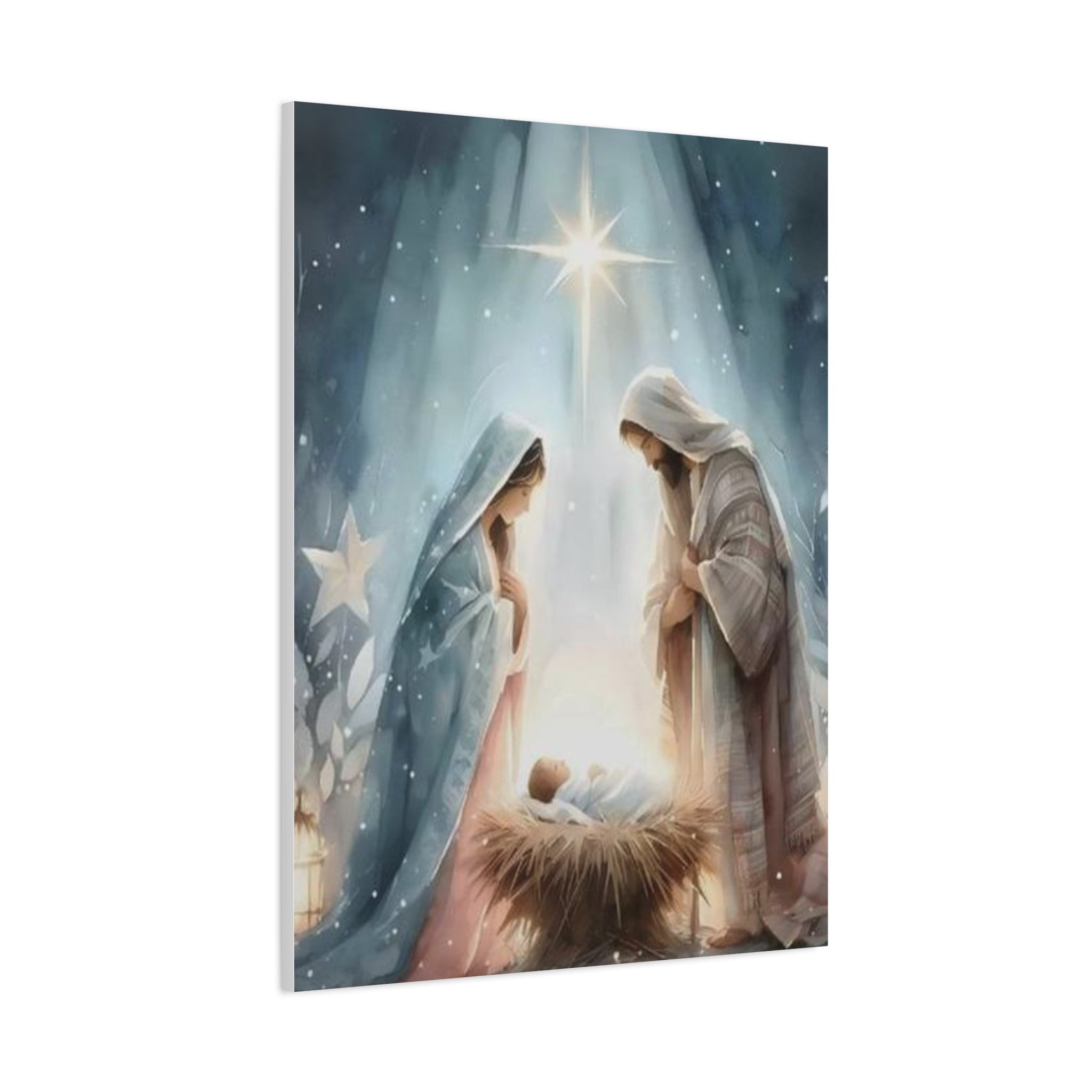 Holy Family Nativity Canvas Wall Art – Mary and Joseph Christian Christmas Artwork, Faith-Inspired Home Décor