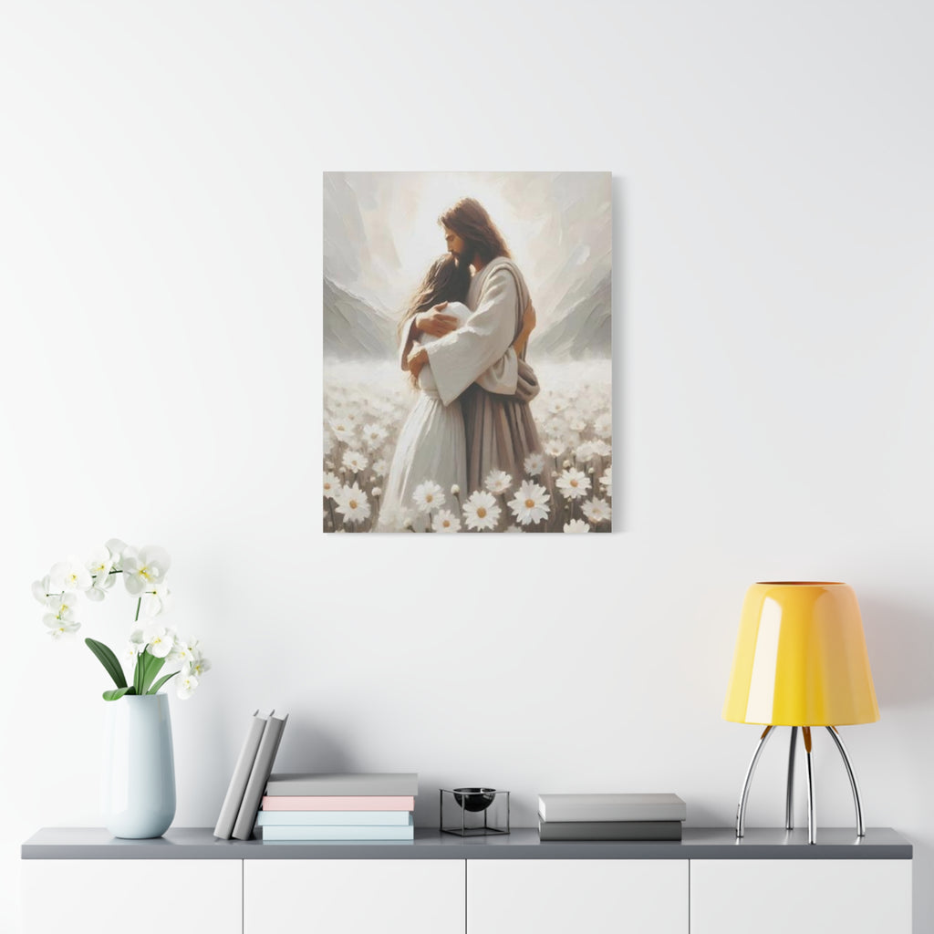 Jesus Embrace Canvas Wall Art – Christian Faith Artwork of Christ’s Love | Inspirational Christian Home Décor