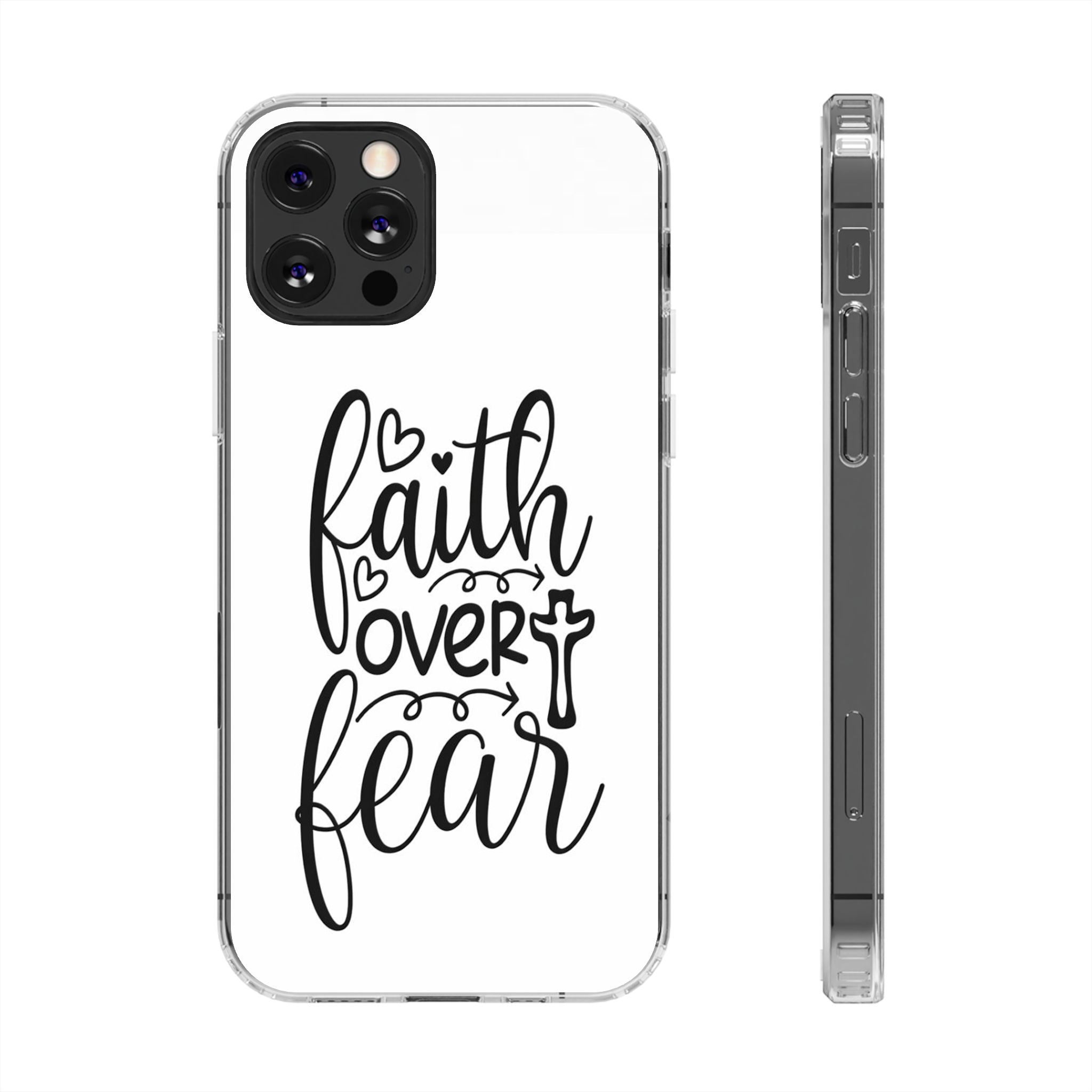 Faith Over Fear Christian Phone Case – Inspirational Scripture iPhone Case, Clear Faith-Based Protective Cover