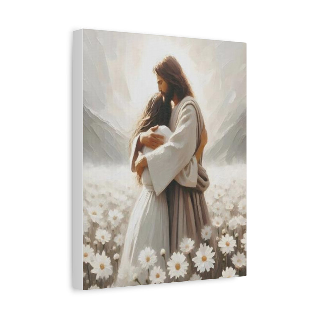 Jesus Embrace Canvas Wall Art – Christian Faith Artwork of Christ’s Love | Inspirational Christian Home Décor