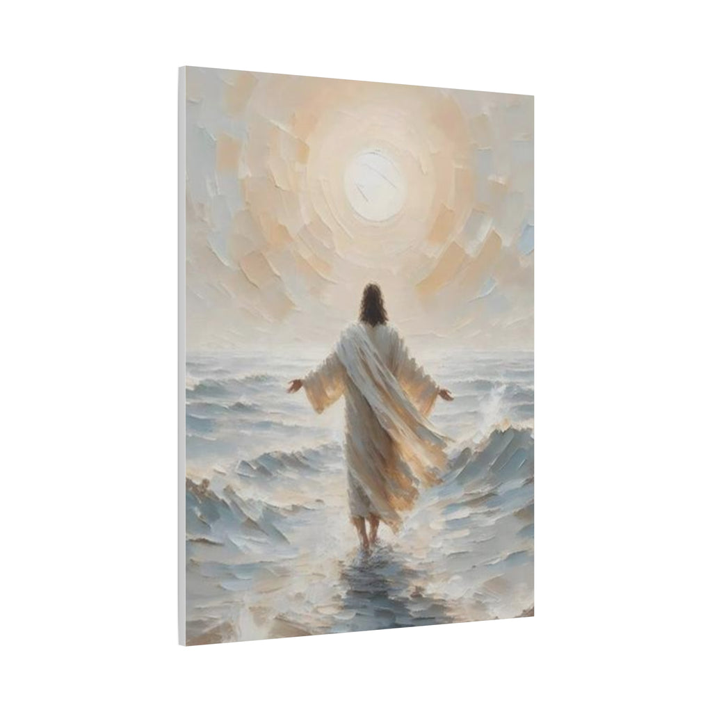 Jesus Walking on Water Canvas Wall Art – Christian Faith Ocean Artwork | Inspirational Christian Home Décor