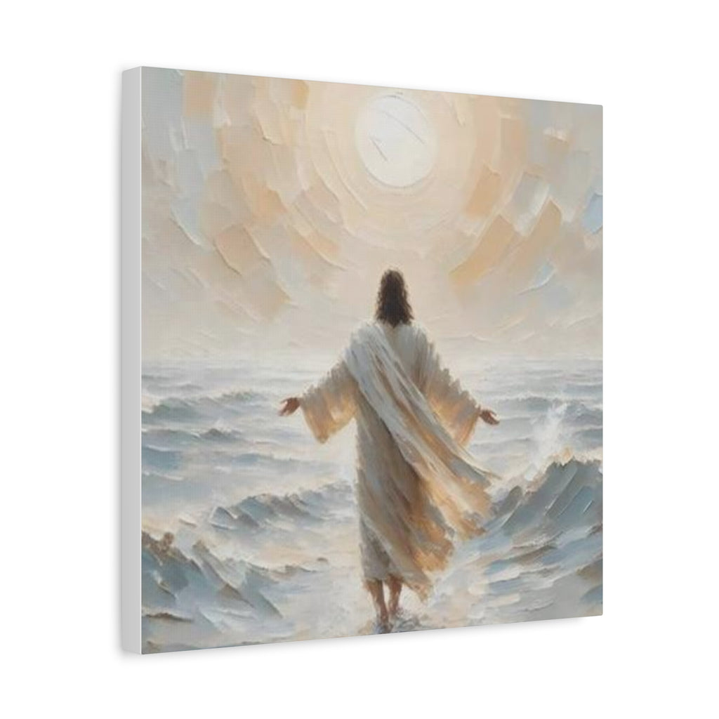 Jesus Walking on Water Canvas Wall Art – Christian Faith Ocean Artwork | Inspirational Christian Home Décor