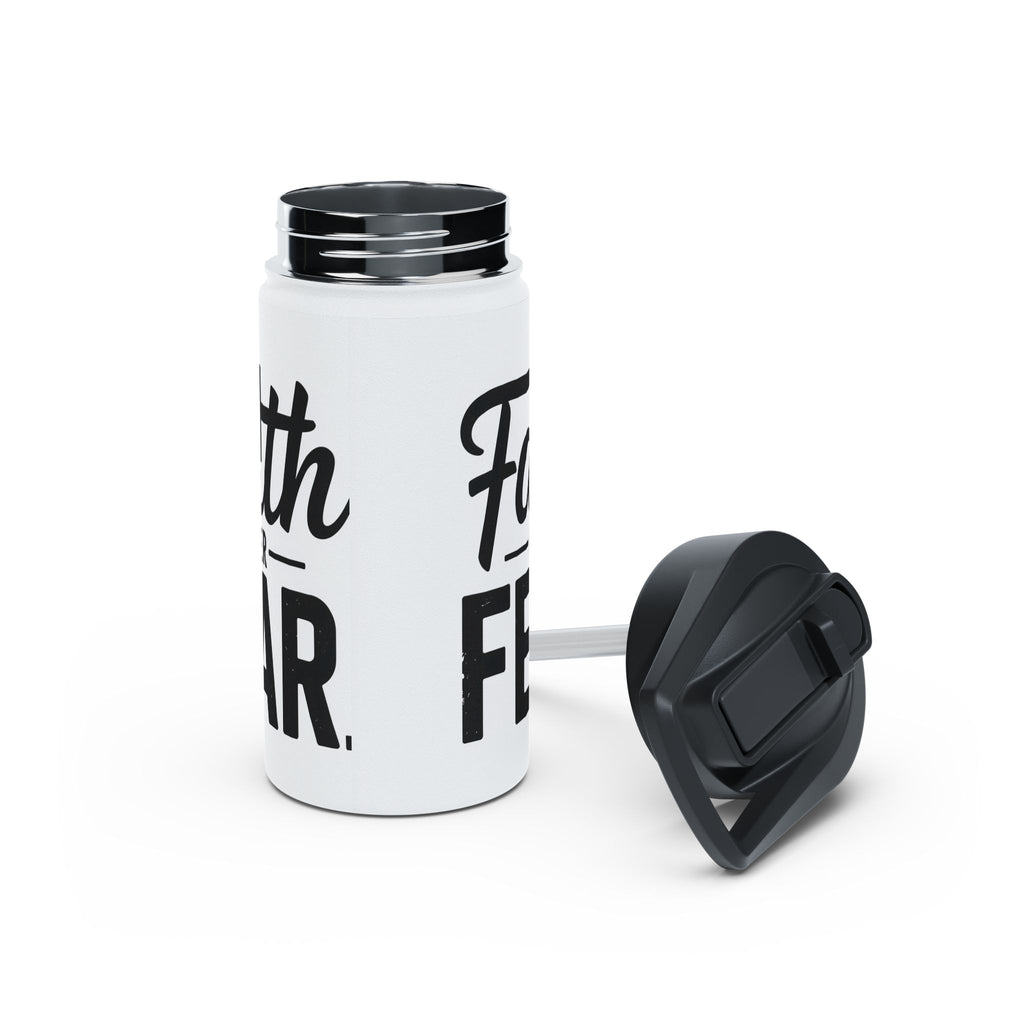 Faith Over Fear White Water Bottle | Christian Inspirational Drinkware | Faith-Based Gift