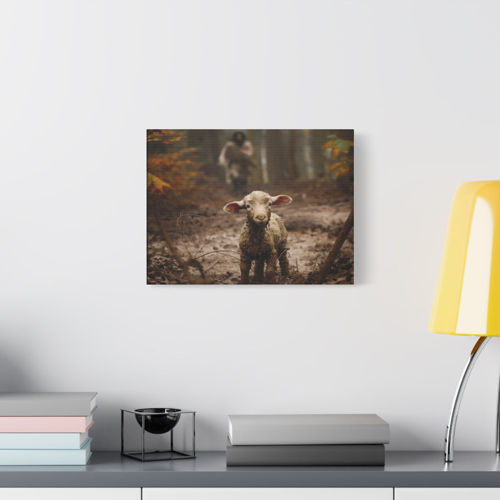 The Lost Lamb Canvas Wall Art | Faith-Inspired Christian Home Décor | Shepherd & Lamb Biblical Artwork