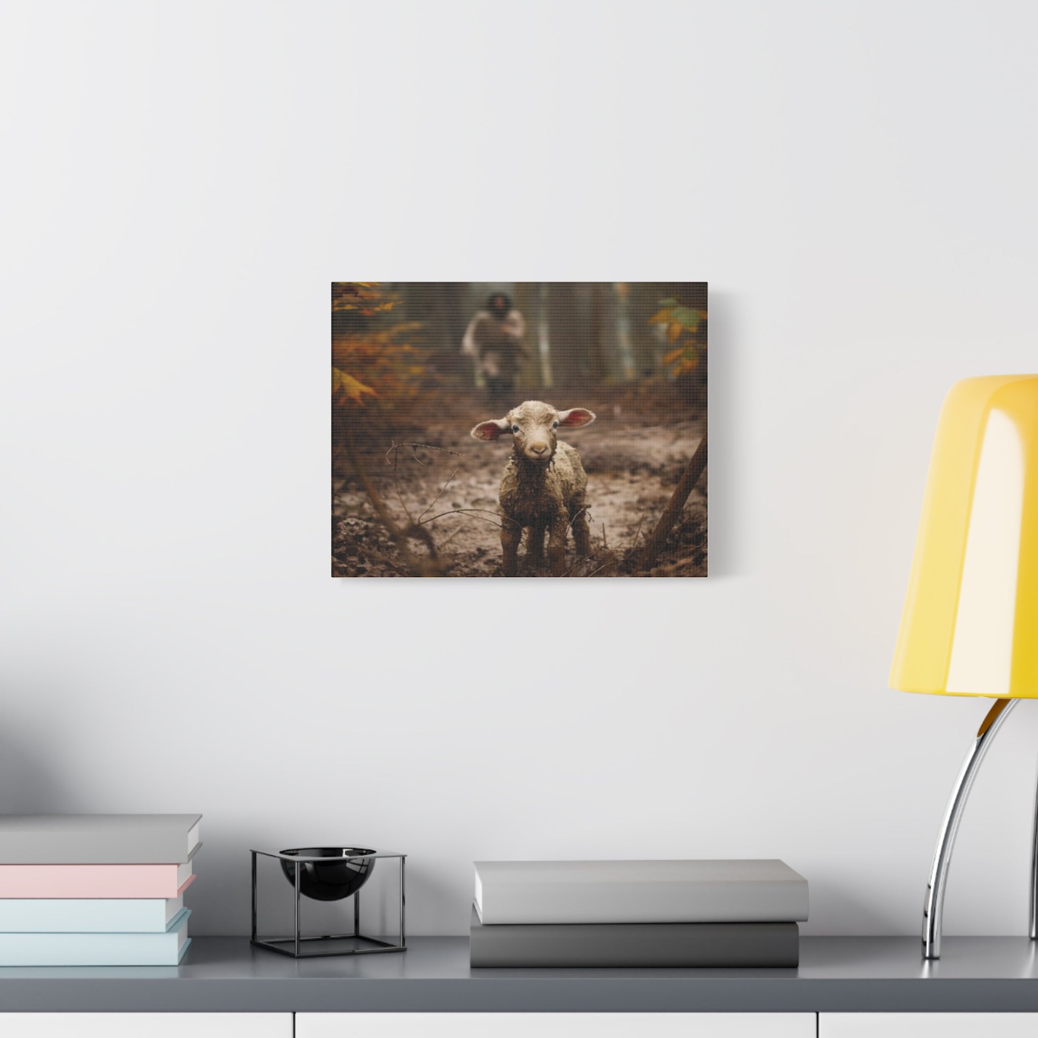 The Lost Lamb Canvas Wall Art | Faith-Inspired Christian Home Décor | Shepherd & Lamb Biblical Artwork