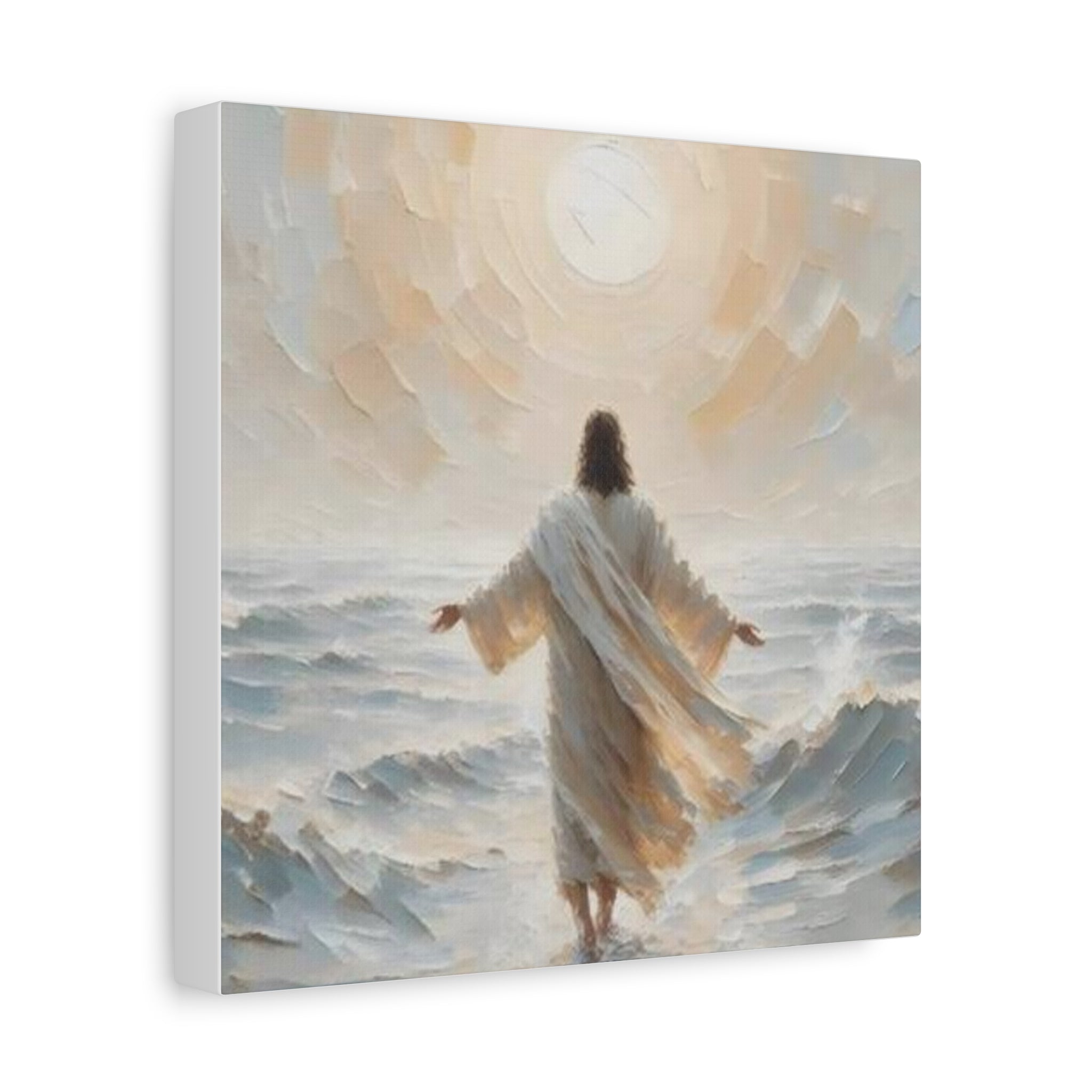 Jesus Walking on Water Canvas Wall Art – Christian Faith Ocean Artwork | Inspirational Christian Home Décor