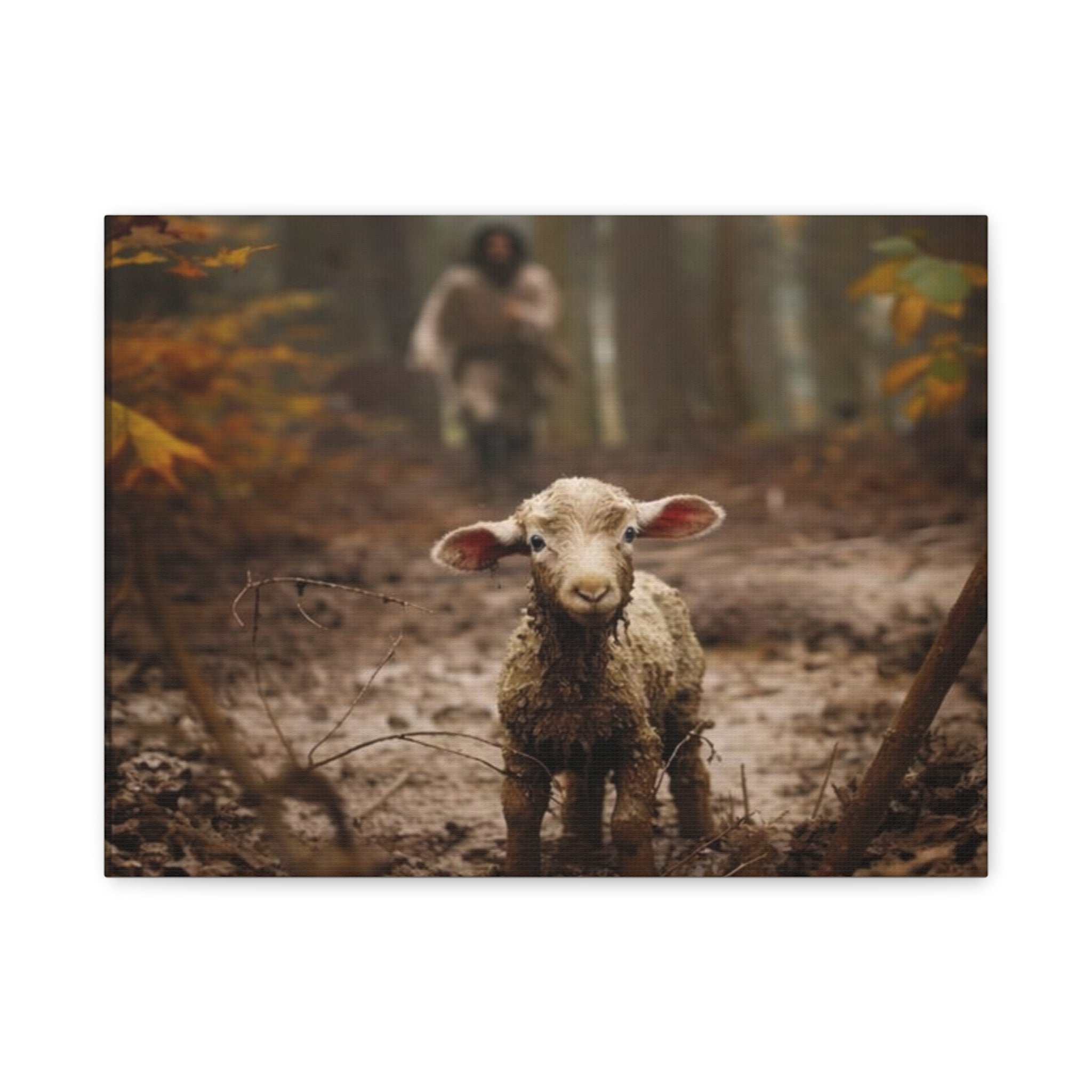 The Lost Lamb Canvas Wall Art | Faith-Inspired Christian Home Décor | Shepherd & Lamb Biblical Artwork