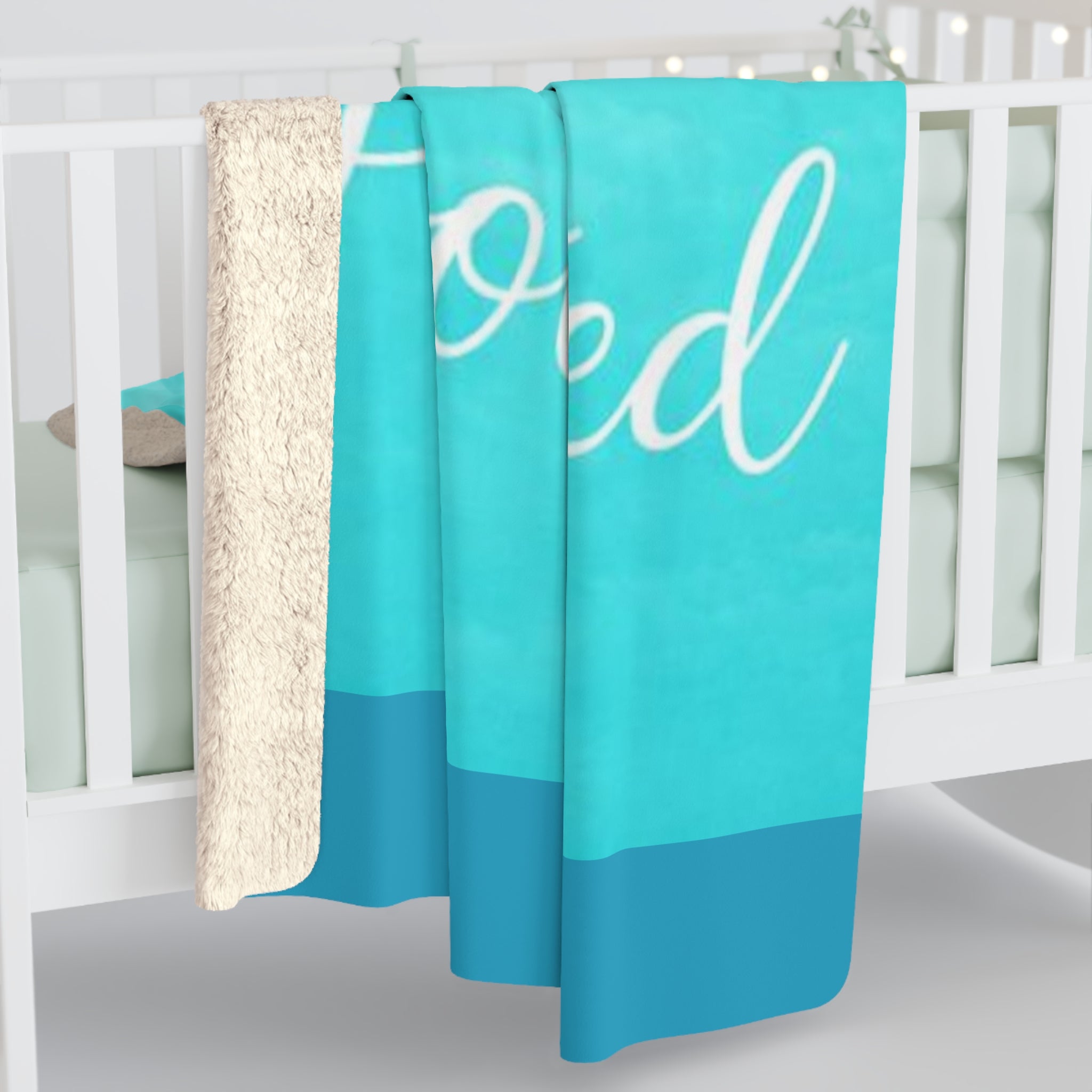 Protected Turquoise Sherpa Blanket | Christian Inspirational Throw | Cozy Faith-Based Home Decor