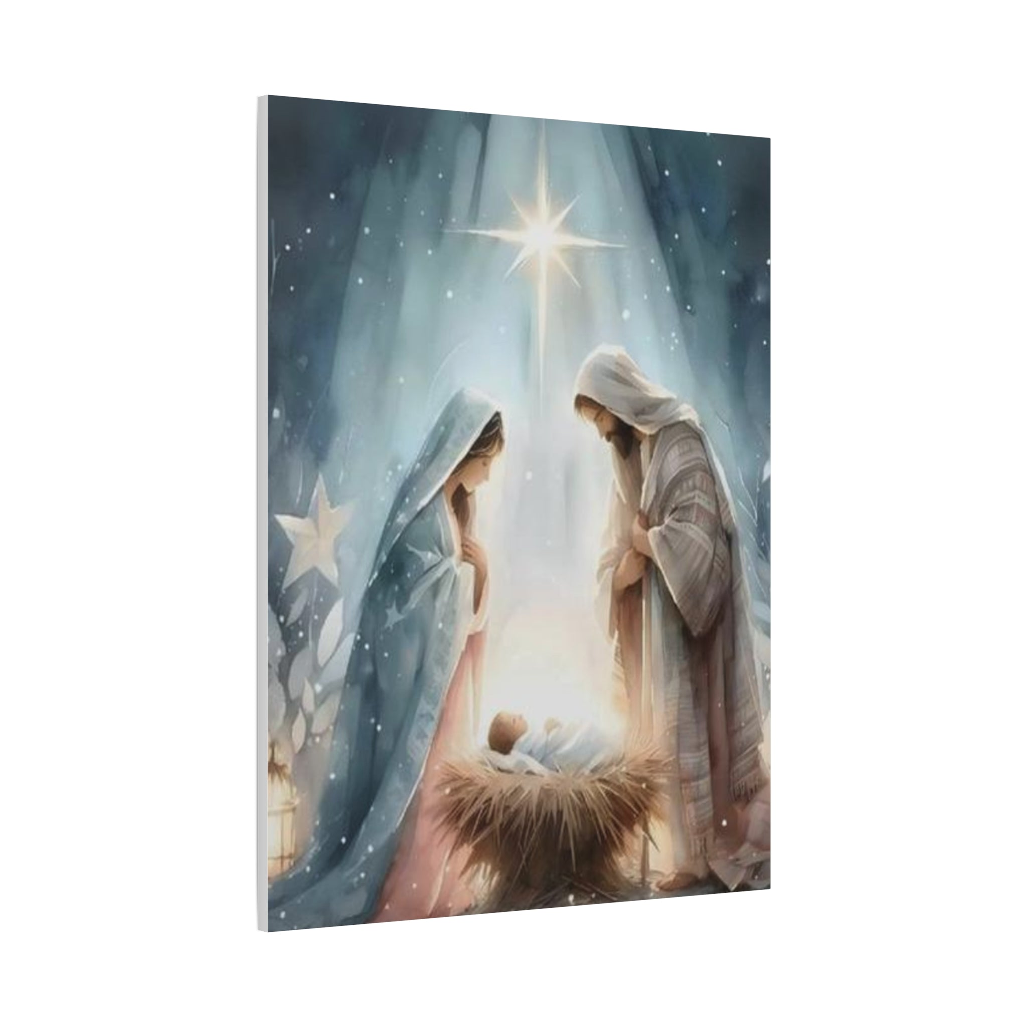 Holy Family Nativity Canvas Wall Art – Mary and Joseph Christian Christmas Artwork, Faith-Inspired Home Décor