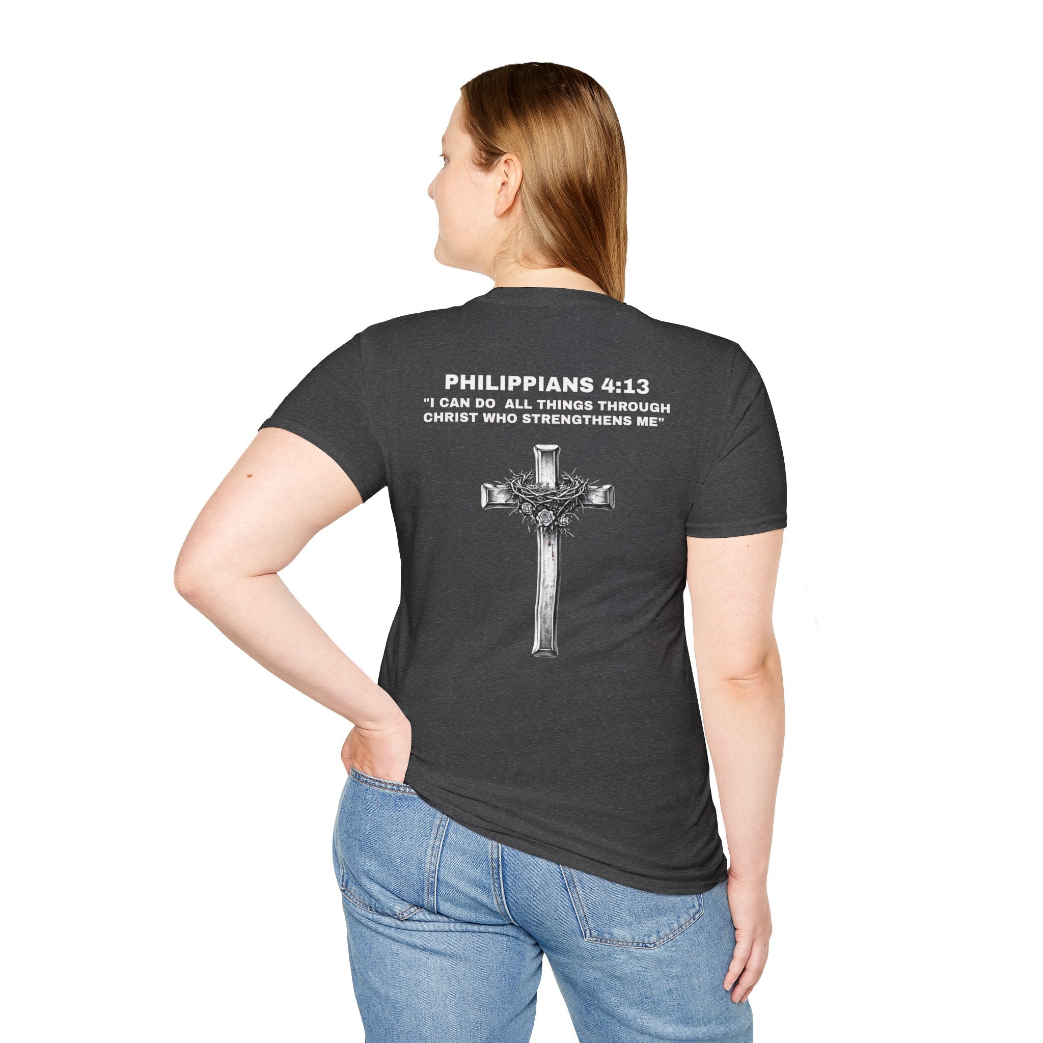 Philippians 4:13 Christian T-Shirt – “I Can Do All Things Through Christ” Faith Cross Graphic Tee