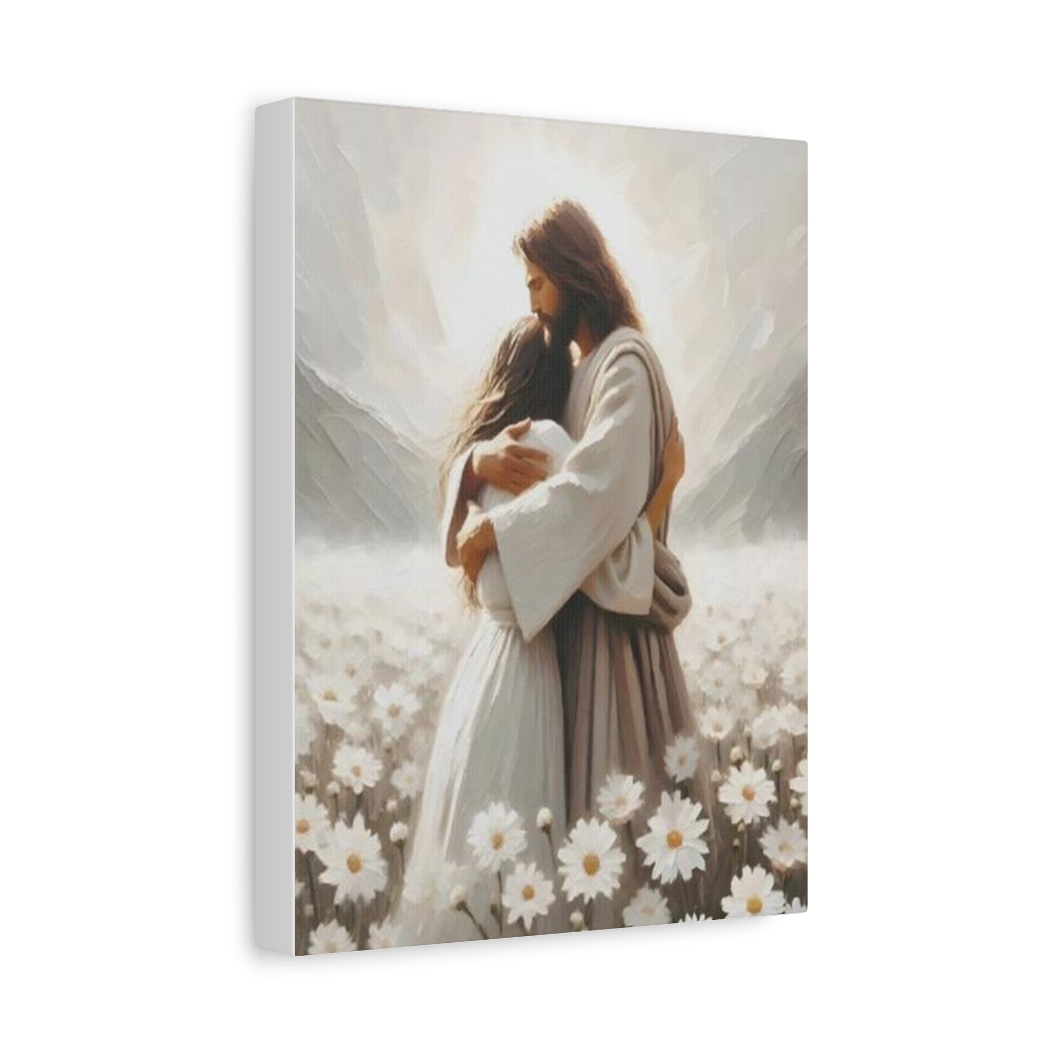 Jesus Embrace Canvas Wall Art – Christian Faith Artwork of Christ’s Love | Inspirational Christian Home Décor