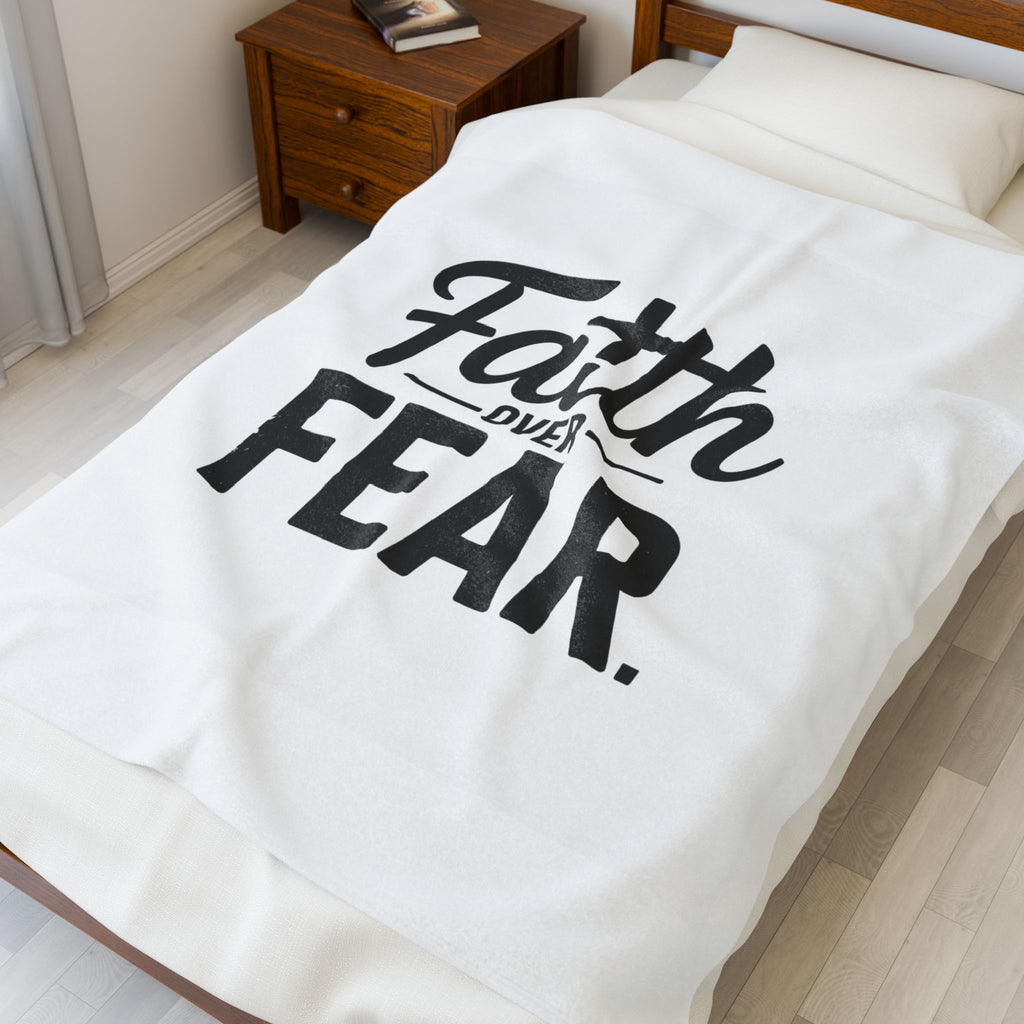 Faith Over Fear Christian Plush Blanket – Inspirational Scripture Throw | Faith & Home Co.