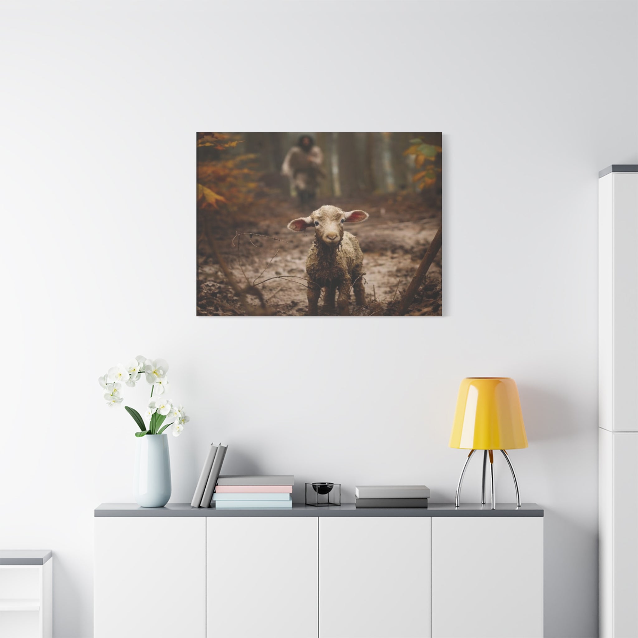 The Lost Lamb Canvas Wall Art | Faith-Inspired Christian Home Décor | Shepherd & Lamb Biblical Artwork