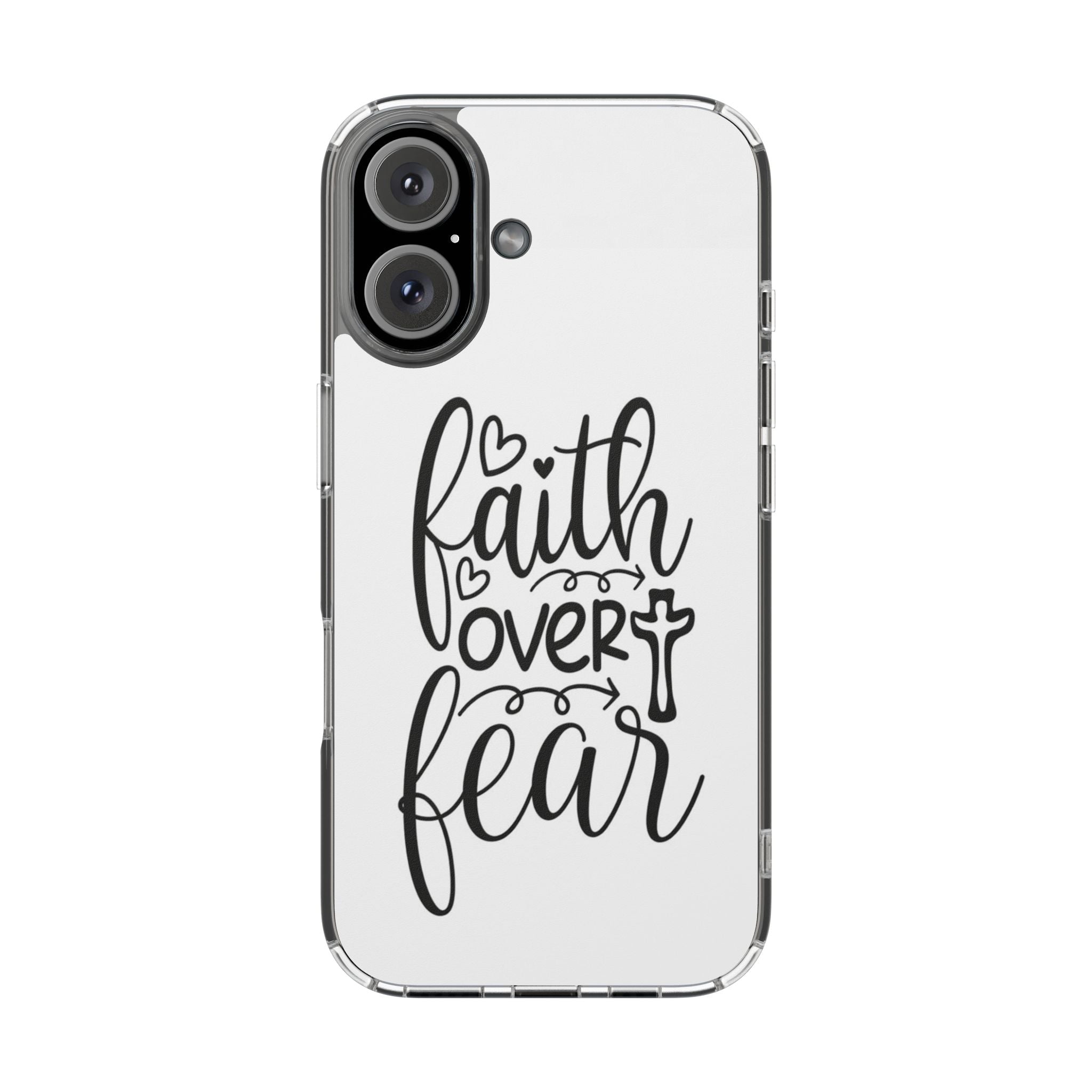Faith Over Fear Christian Phone Case – Inspirational Scripture iPhone Case, Clear Faith-Based Protective Cover