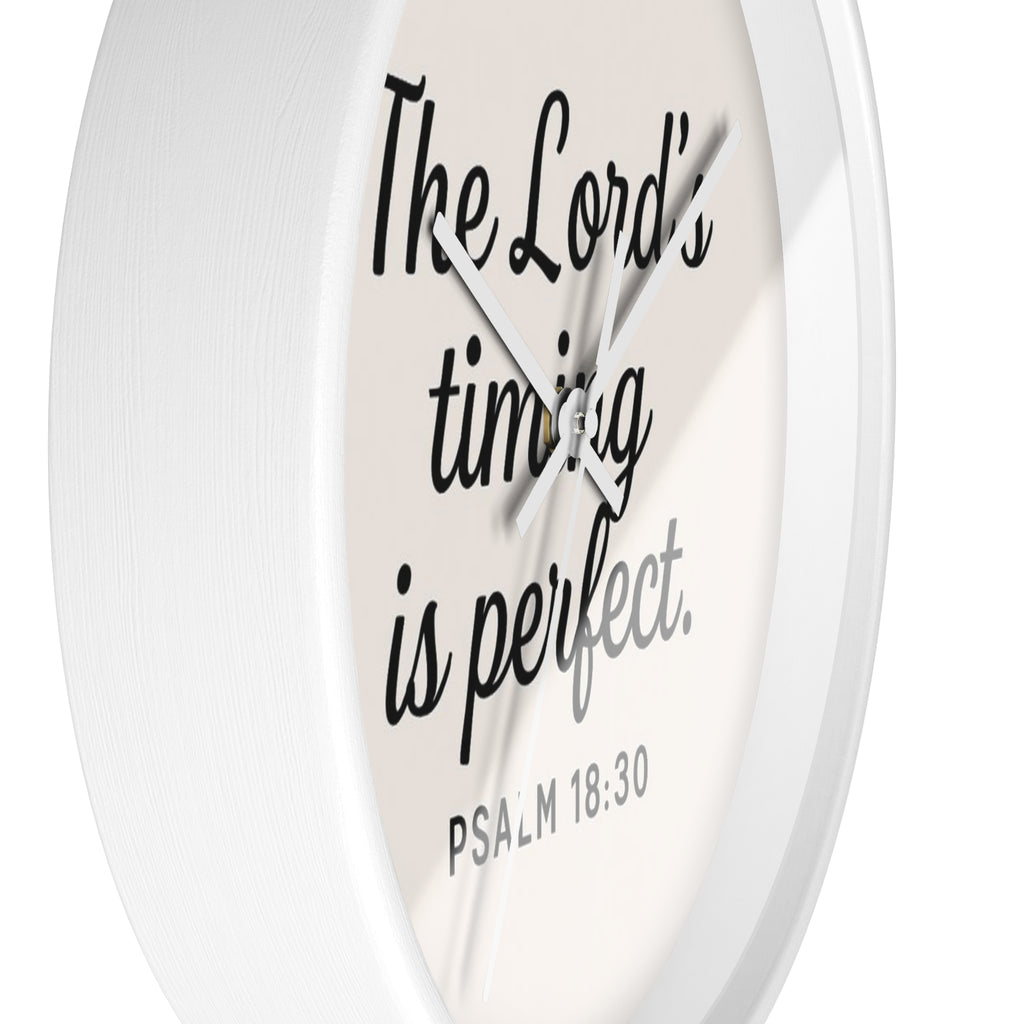 “The Lord’s Timing Is Perfect” Christian Wall Clock – Psalm 18:30 Faith-Inspired Home Décor | Faith & Home Co.