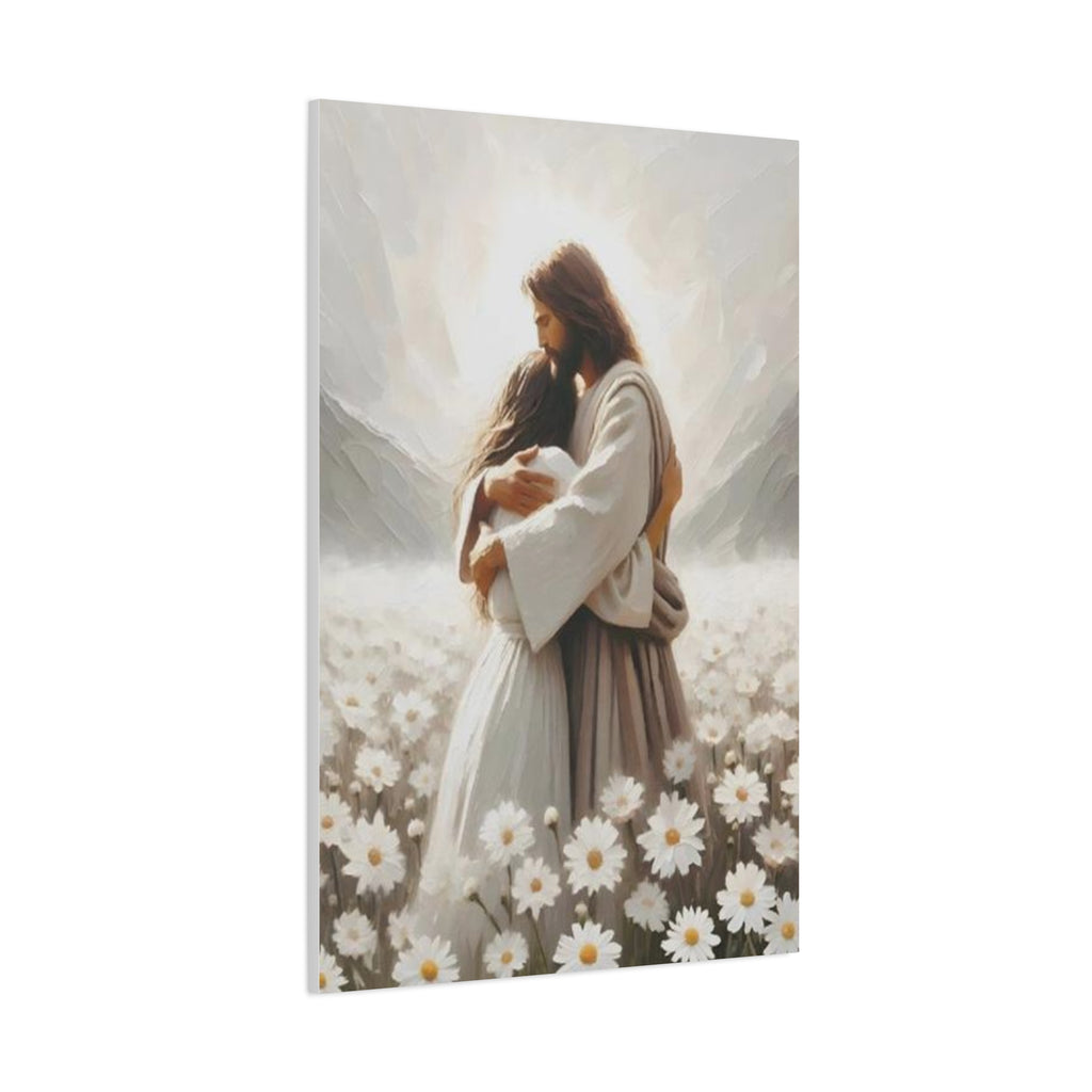 Jesus Embrace Canvas Wall Art – Christian Faith Artwork of Christ’s Love | Inspirational Christian Home Décor