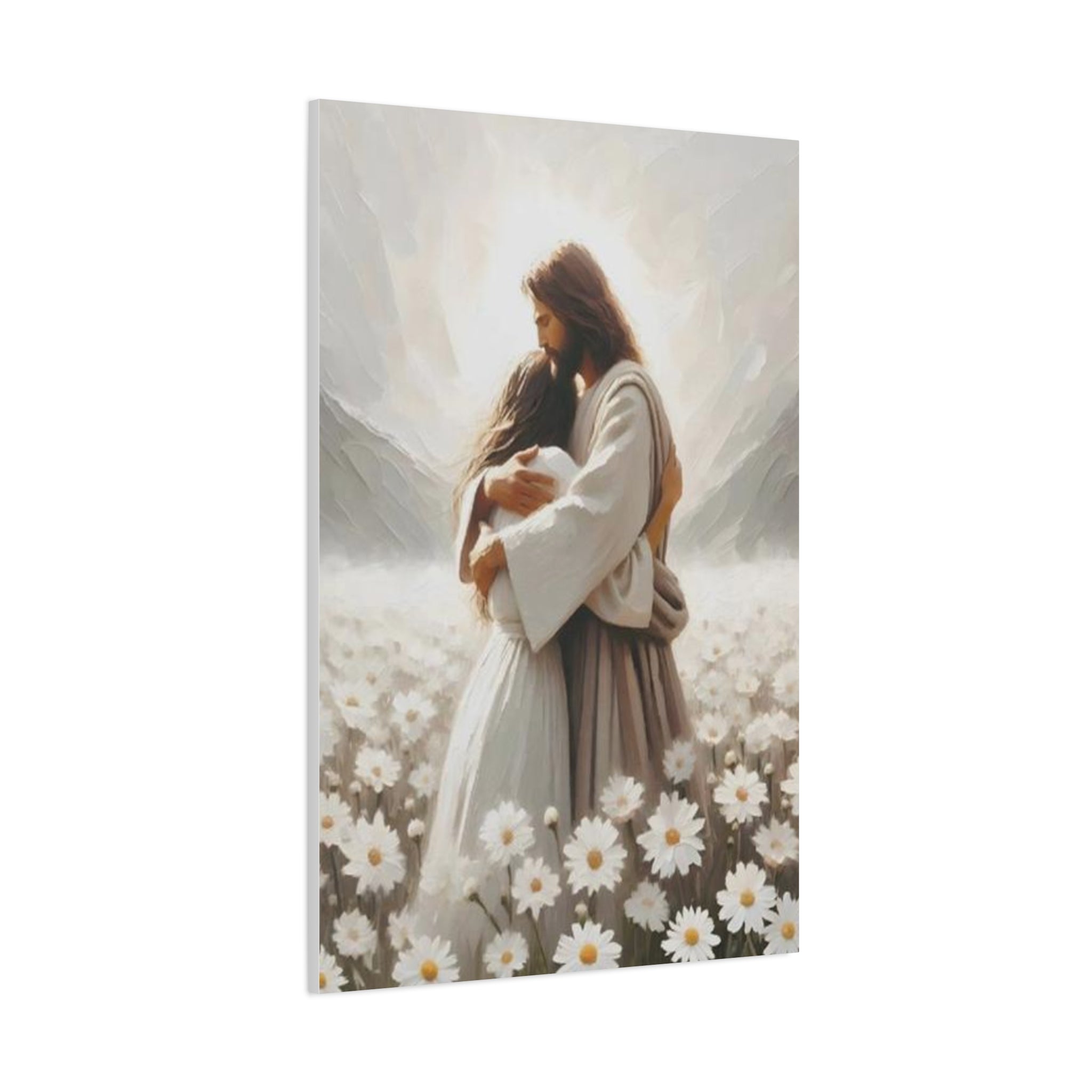 Jesus Embrace Canvas Wall Art – Christian Faith Artwork of Christ’s Love | Inspirational Christian Home Décor