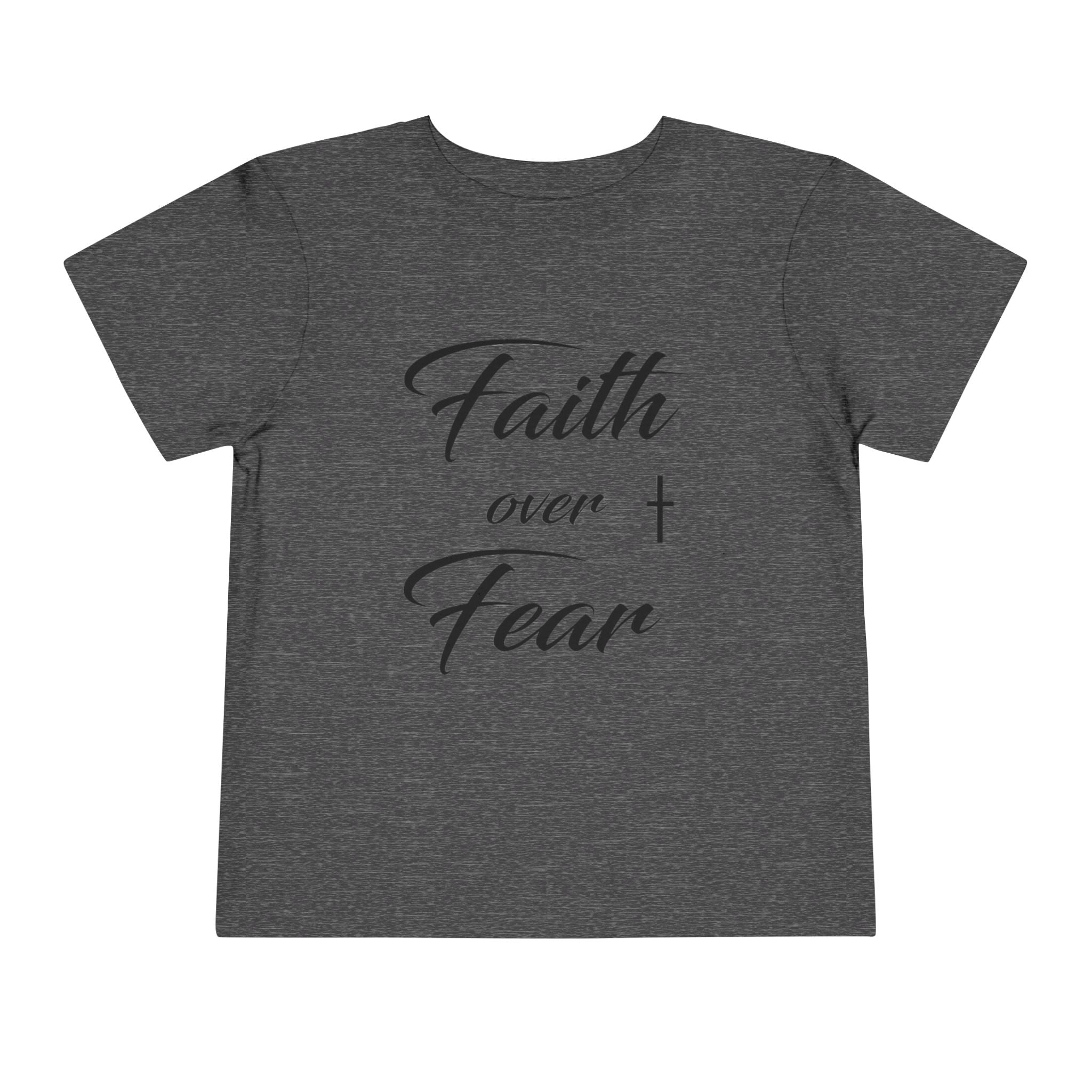 Toddler Christian T-Shirt “Faith Over Fear” – Inspirational Faith-Based Tee for Boys & Girls