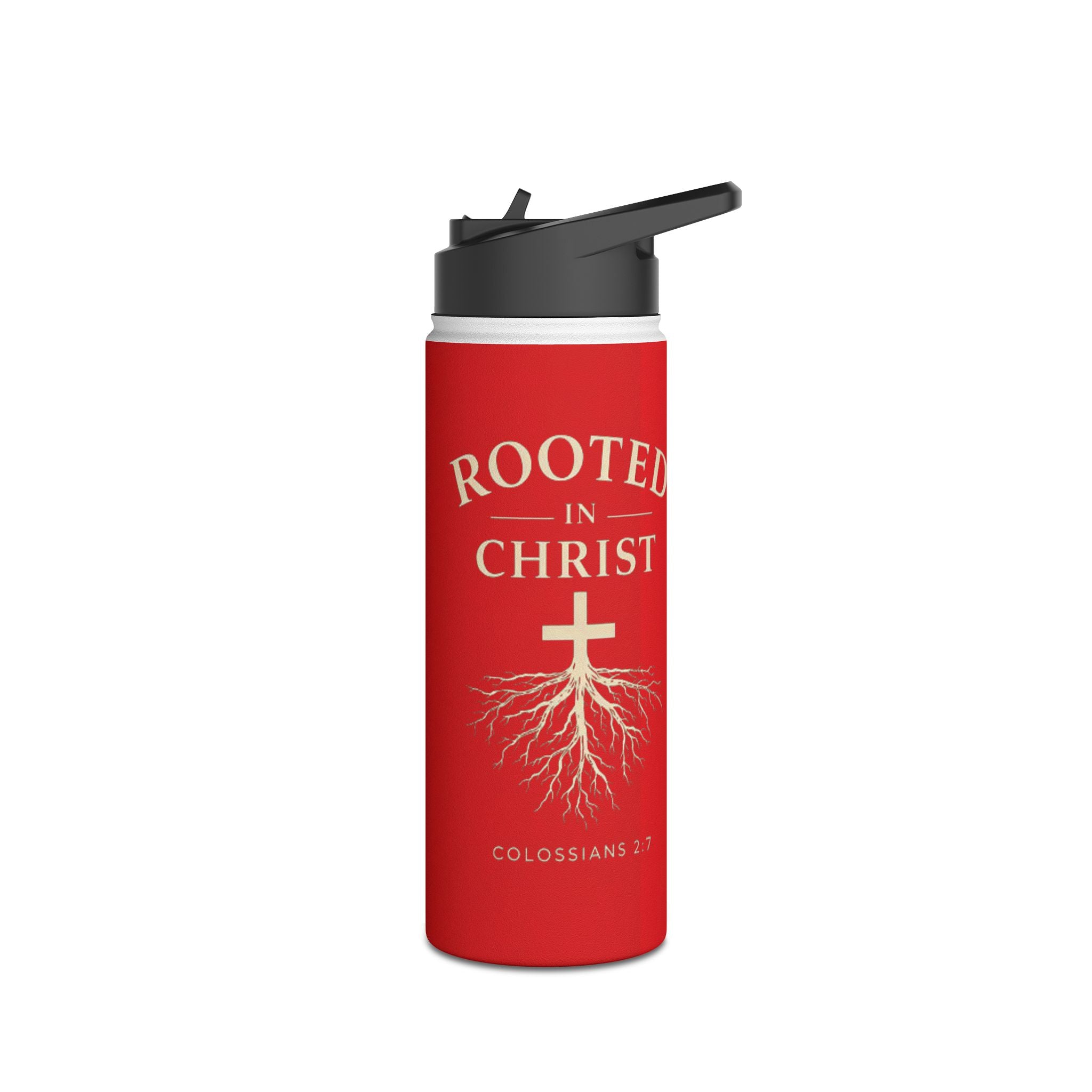 Rooted in Christ Christian Water Bottle – Colossians 2:7 Faith-Based Stainless Steel Tumbler, Inspirational Scripture Drinkware