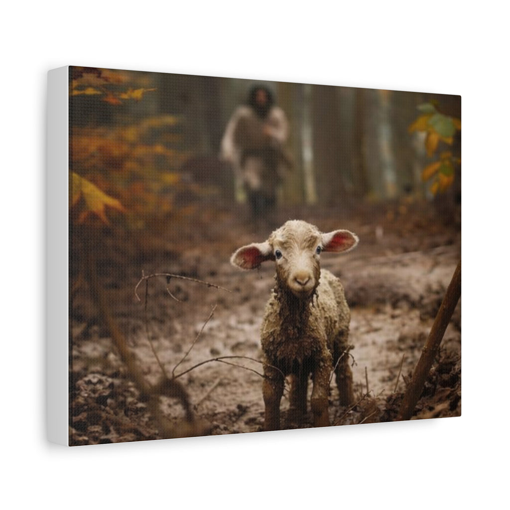 The Lost Lamb Canvas Wall Art | Faith-Inspired Christian Home Décor | Shepherd & Lamb Biblical Artwork