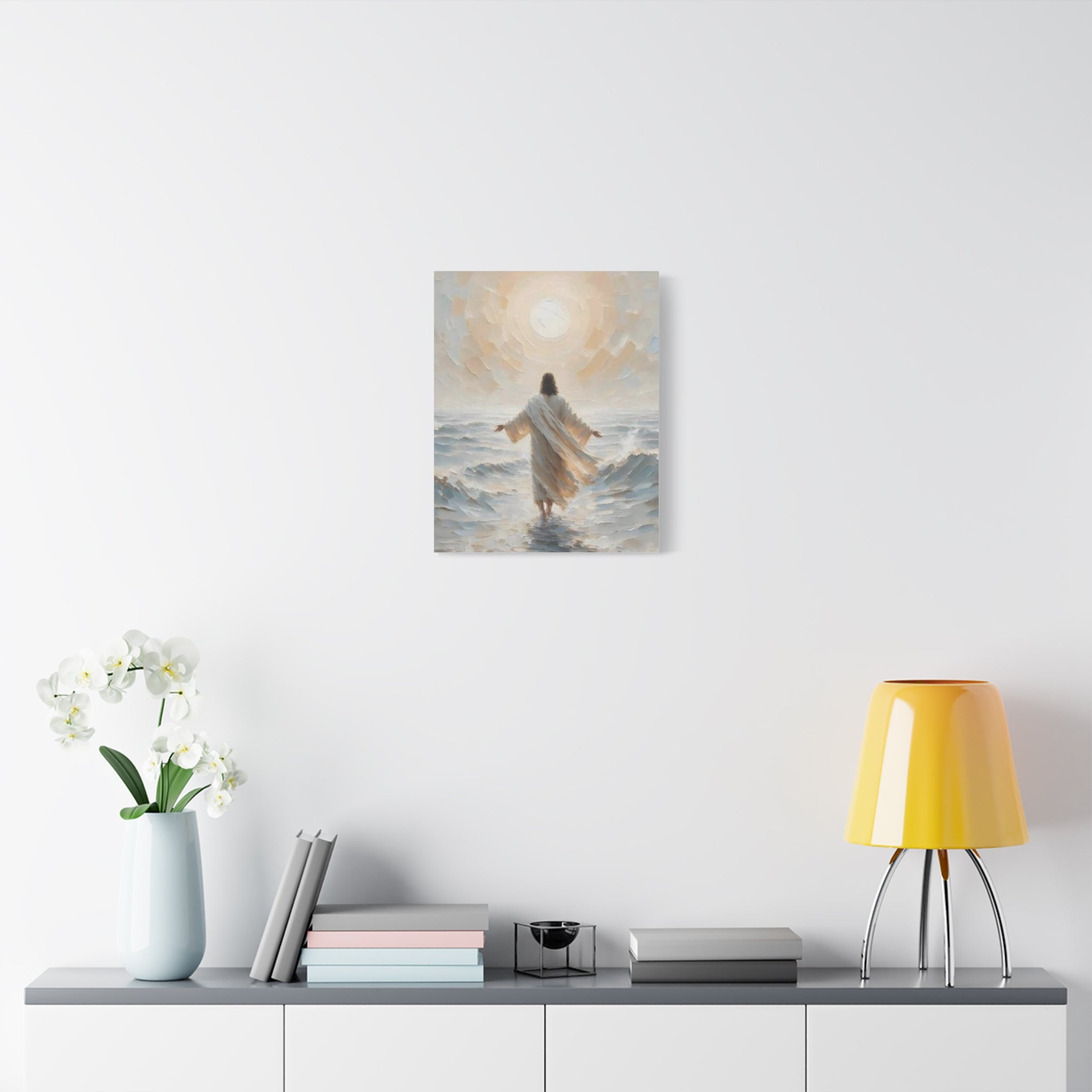 Jesus Walking on Water Canvas Wall Art – Christian Faith Ocean Artwork | Inspirational Christian Home Décor