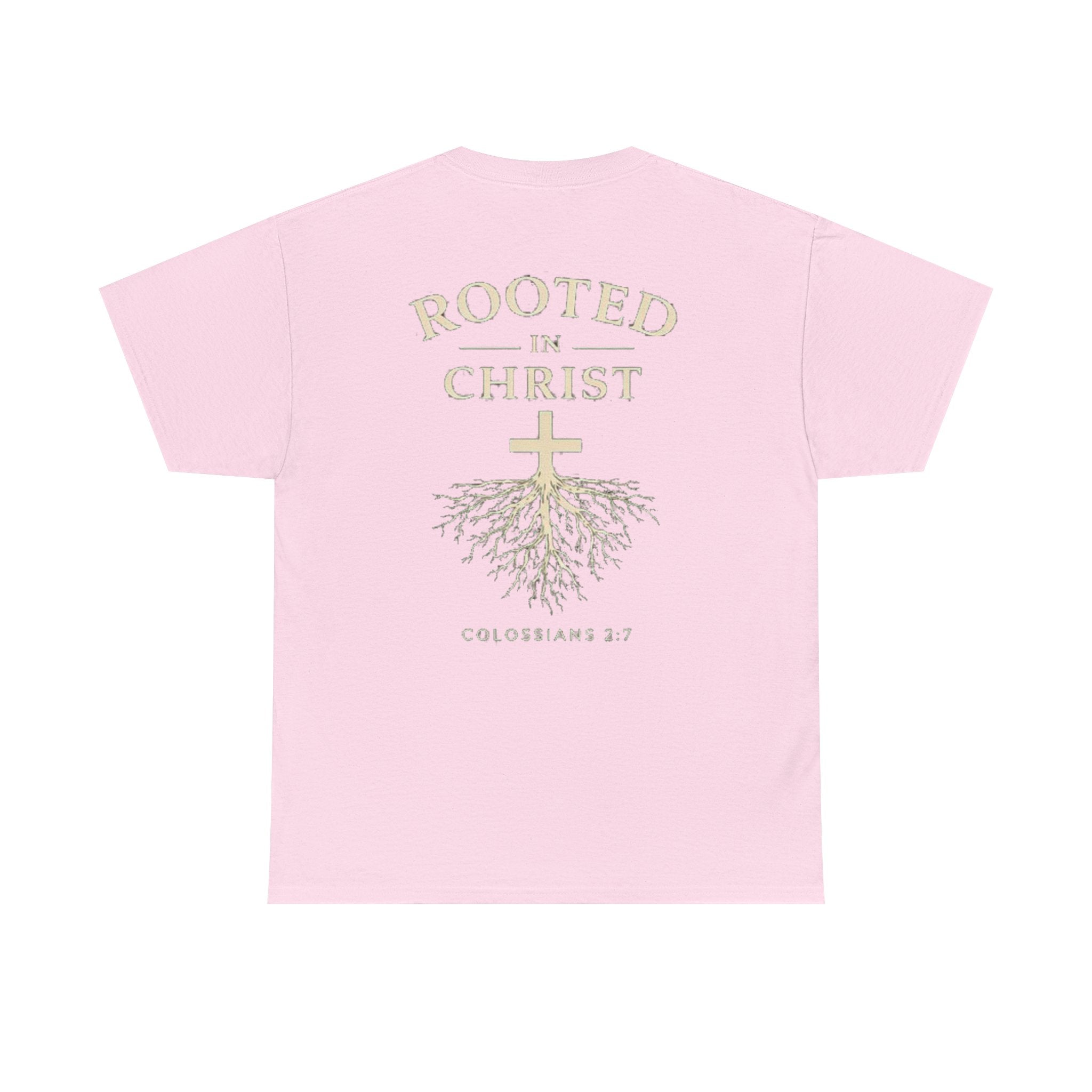 Rooted in Christ Christian T-Shirt – Colossians 2:7 Faith-Based Graphic Tee | Inspirational Christian Apparel