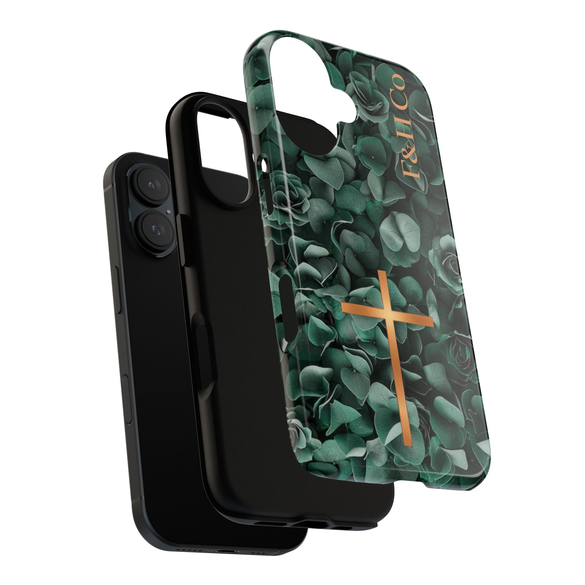 Christian Floral iPhone Case with Cross – Forest Green Faith Phone Cover | Faith & Home Co
