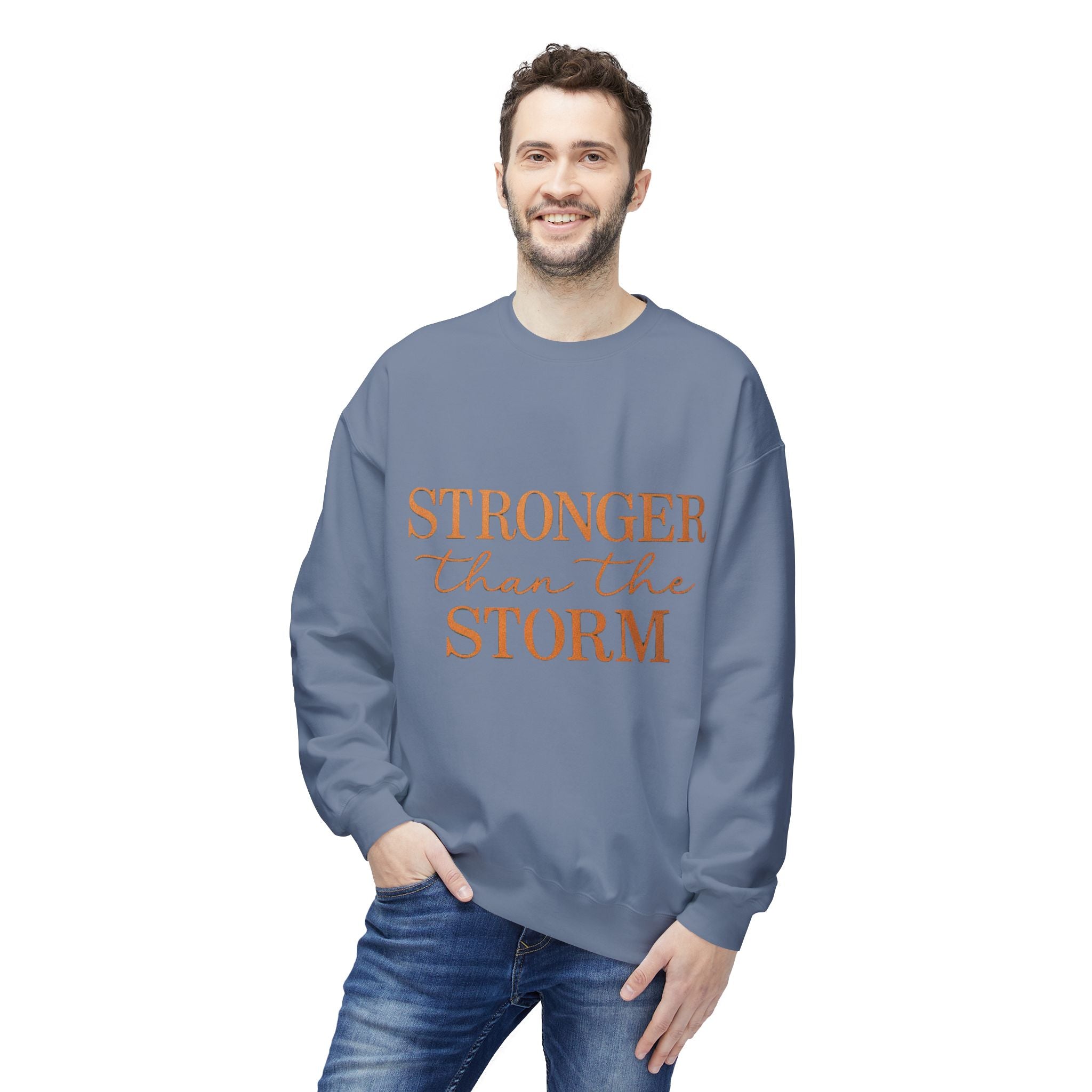 Stronger Than the Storm Sweatshirt – Inspirational Christian Crewneck | Cozy Faith-Based Encouragement Pullover