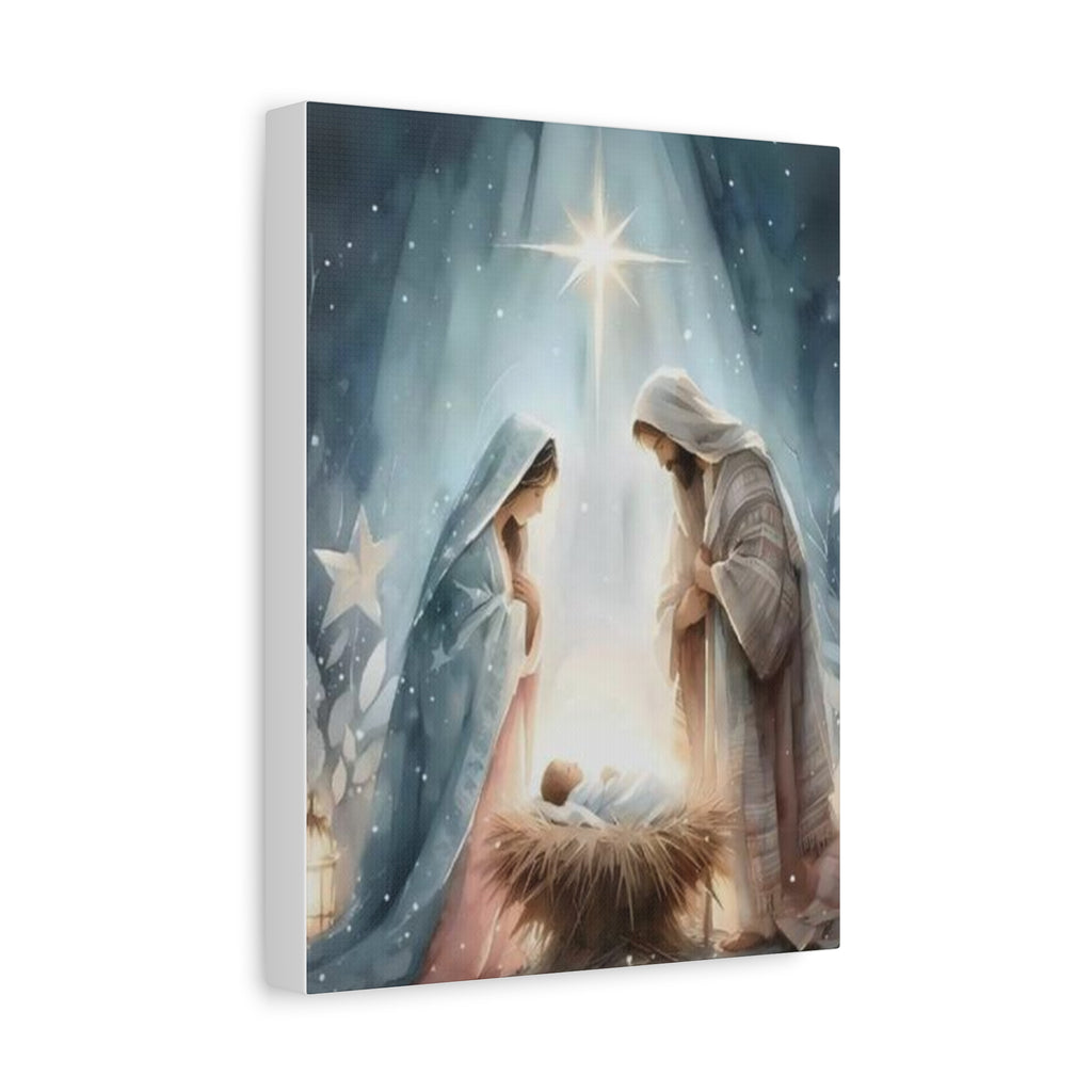 Holy Family Nativity Canvas Wall Art – Mary and Joseph Christian Christmas Artwork, Faith-Inspired Home Décor