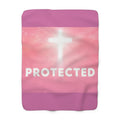 Protected Christian Sherpa Blanket | Faith-Based Inspirational Throw | Cozy Religious Home Decor