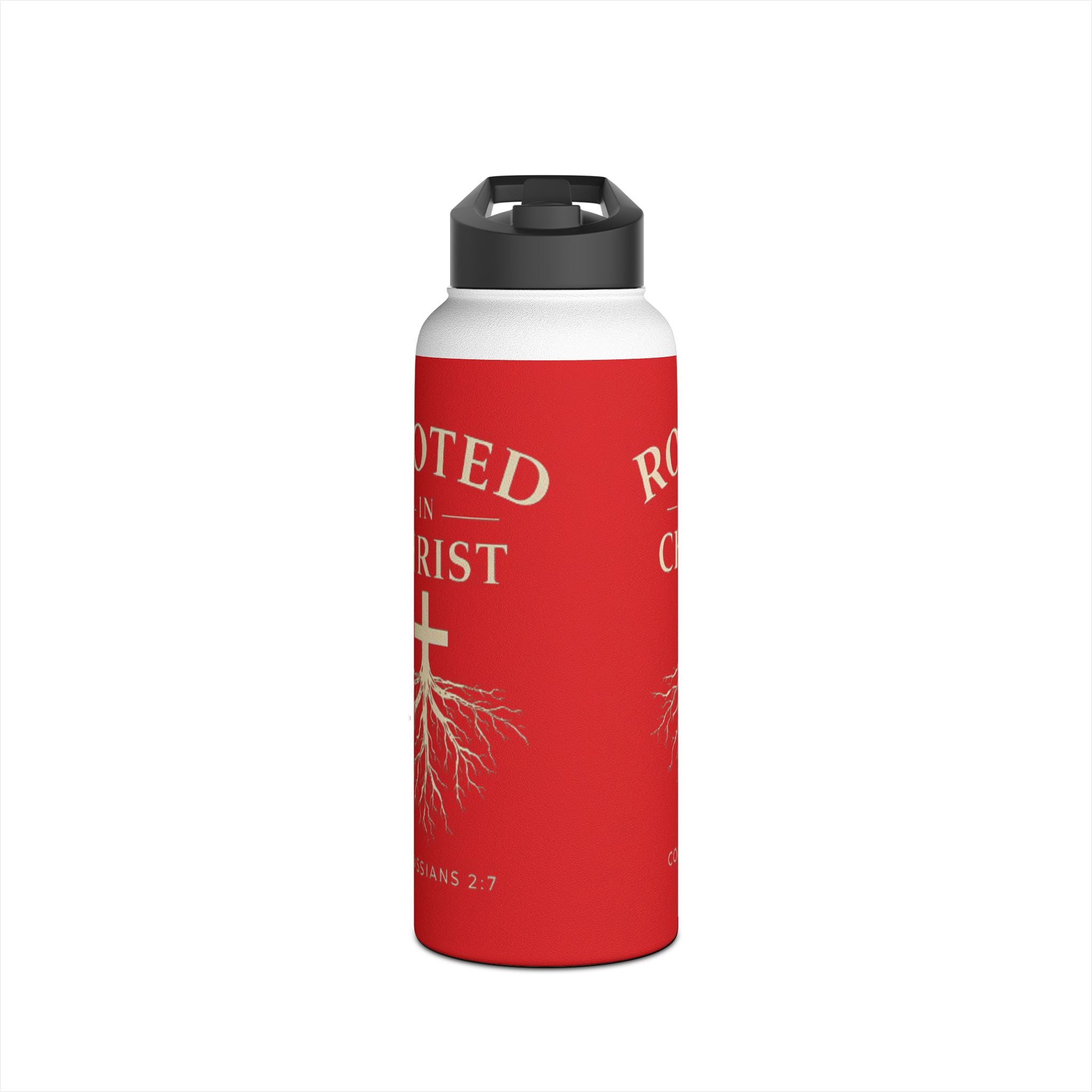 Rooted in Christ Christian Water Bottle – Colossians 2:7 Faith-Based Stainless Steel Tumbler, Inspirational Scripture Drinkware
