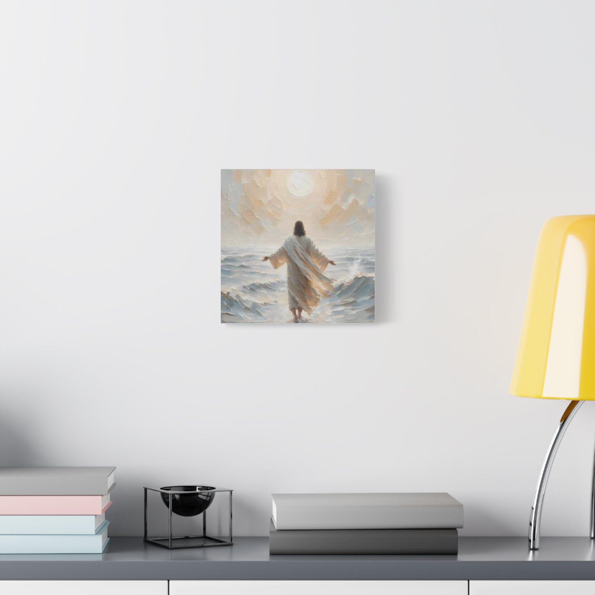 Jesus Walking on Water Canvas Wall Art – Christian Faith Ocean Artwork | Inspirational Christian Home Décor